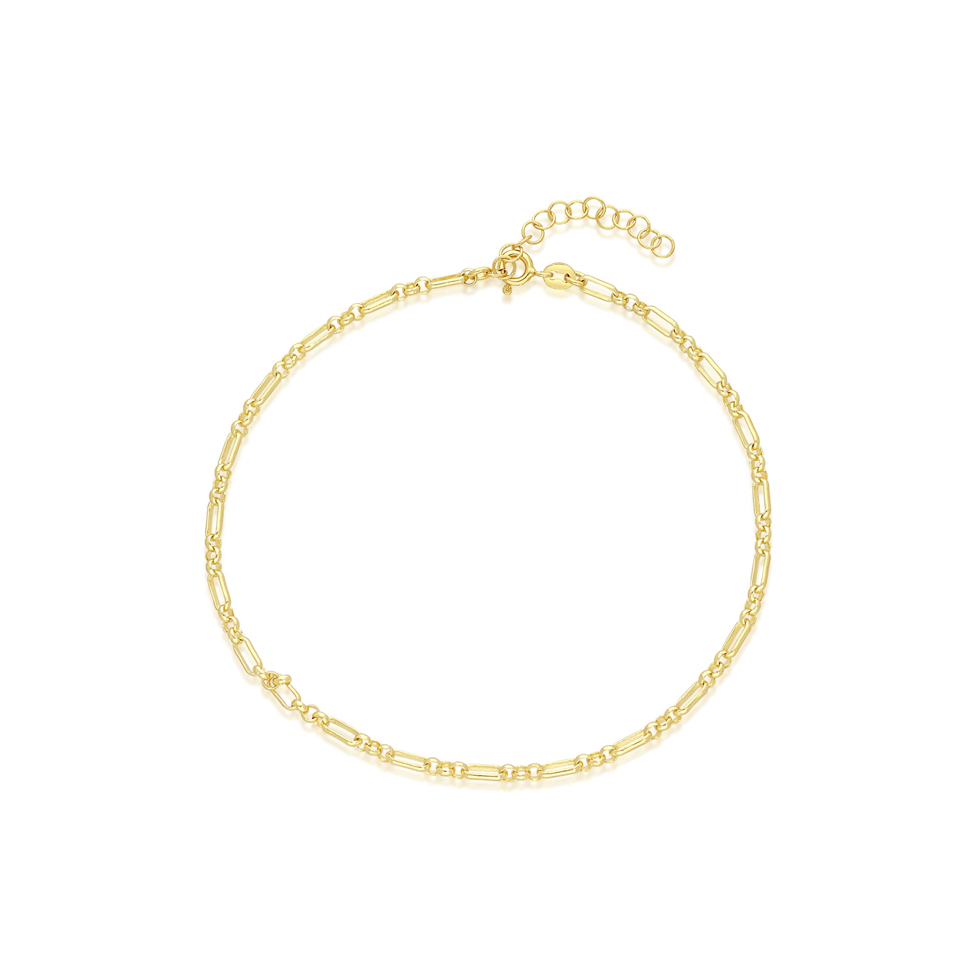 Tobillera paper clip roll&ograve; en plata de ley 925 dorada 22+3,5 cm - LUXURY MILANO