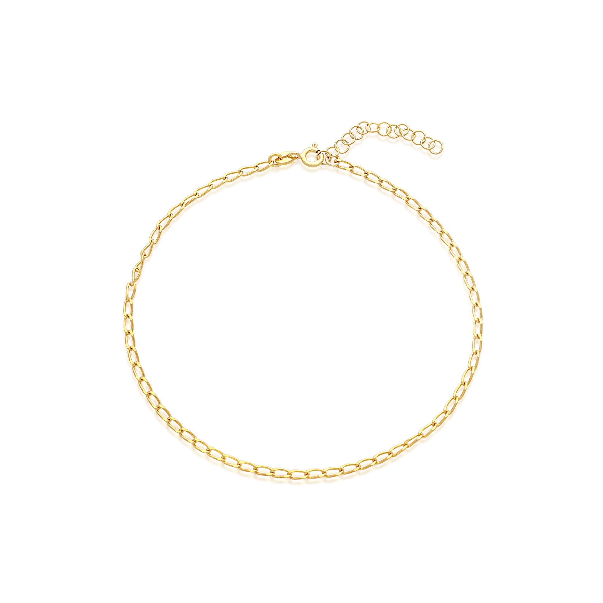 Tobillera cadena ovalada en plata de ley 925 dorada 22+3,5 cm - LUXURY MILANO
