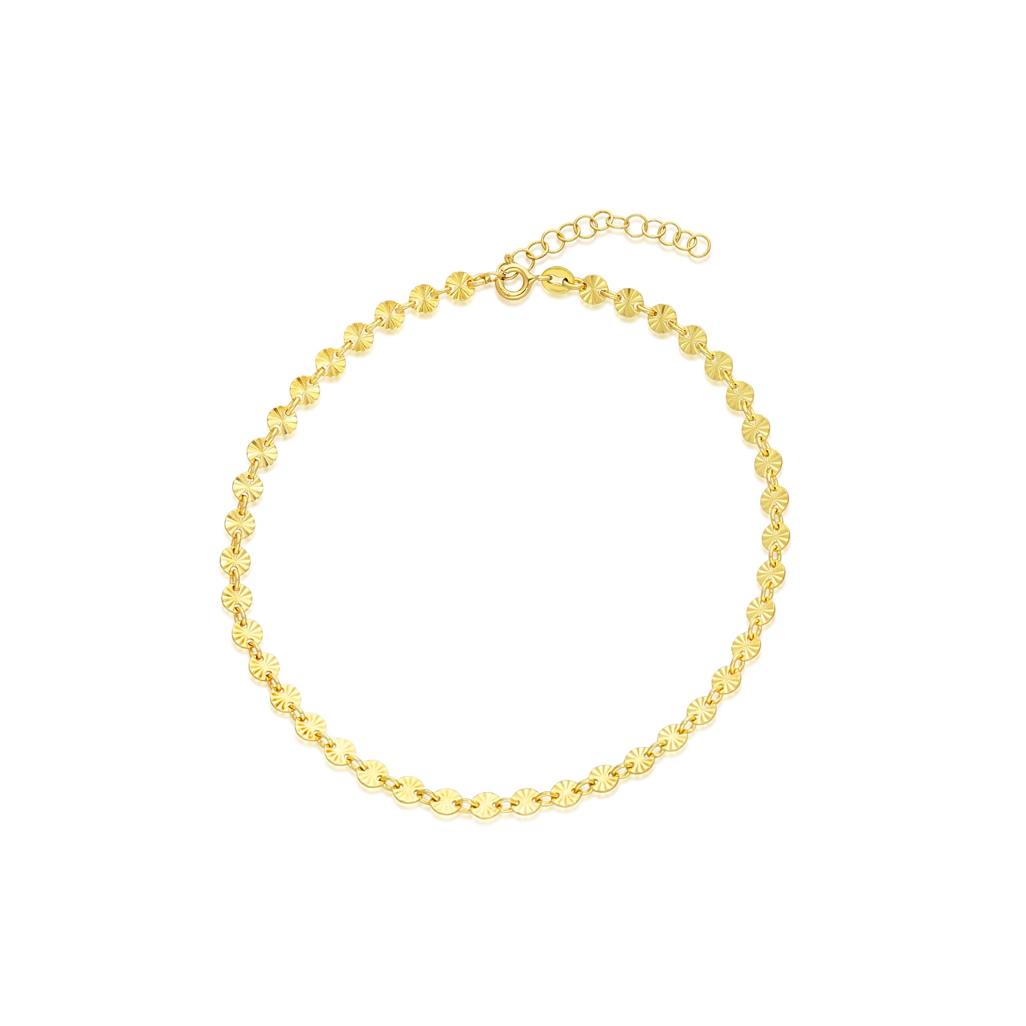 Tobillera tondi sol diamantados en plata de ley 925 dorada luxury milano - LUXURY MILANO