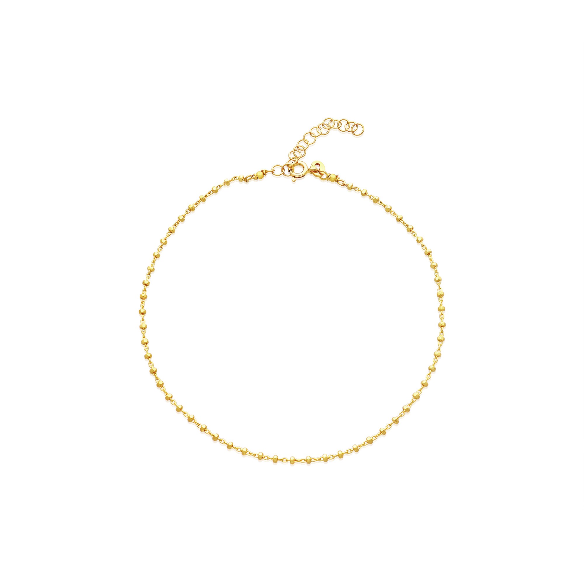 Tobillera entrelazada con cadena de bolitas diamantadas en plata de ley 925 dorada luxury milano - LUXURY MILANO