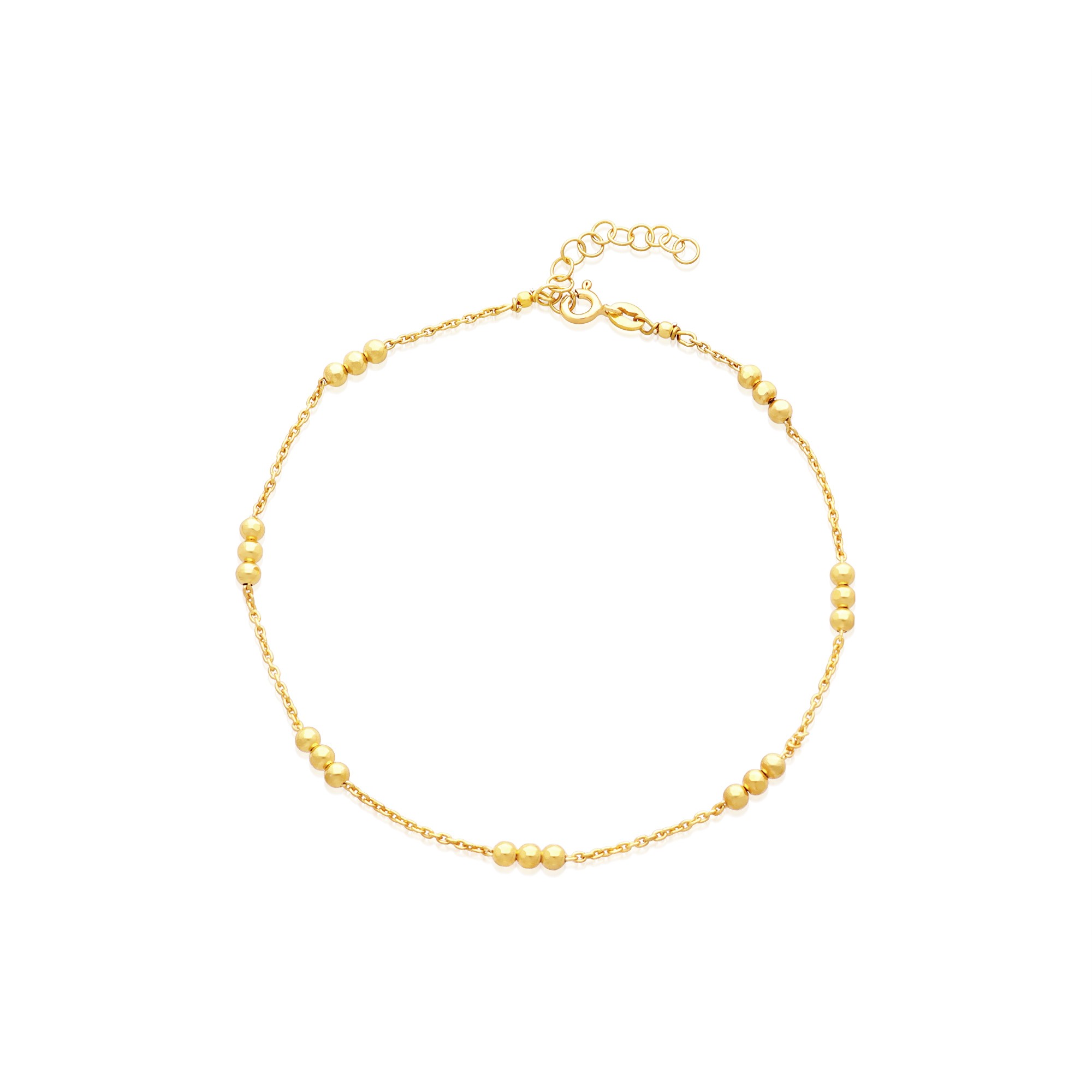 Tobillera cadena tres bolas diamantadas plata dorada - LUXURY MILANO