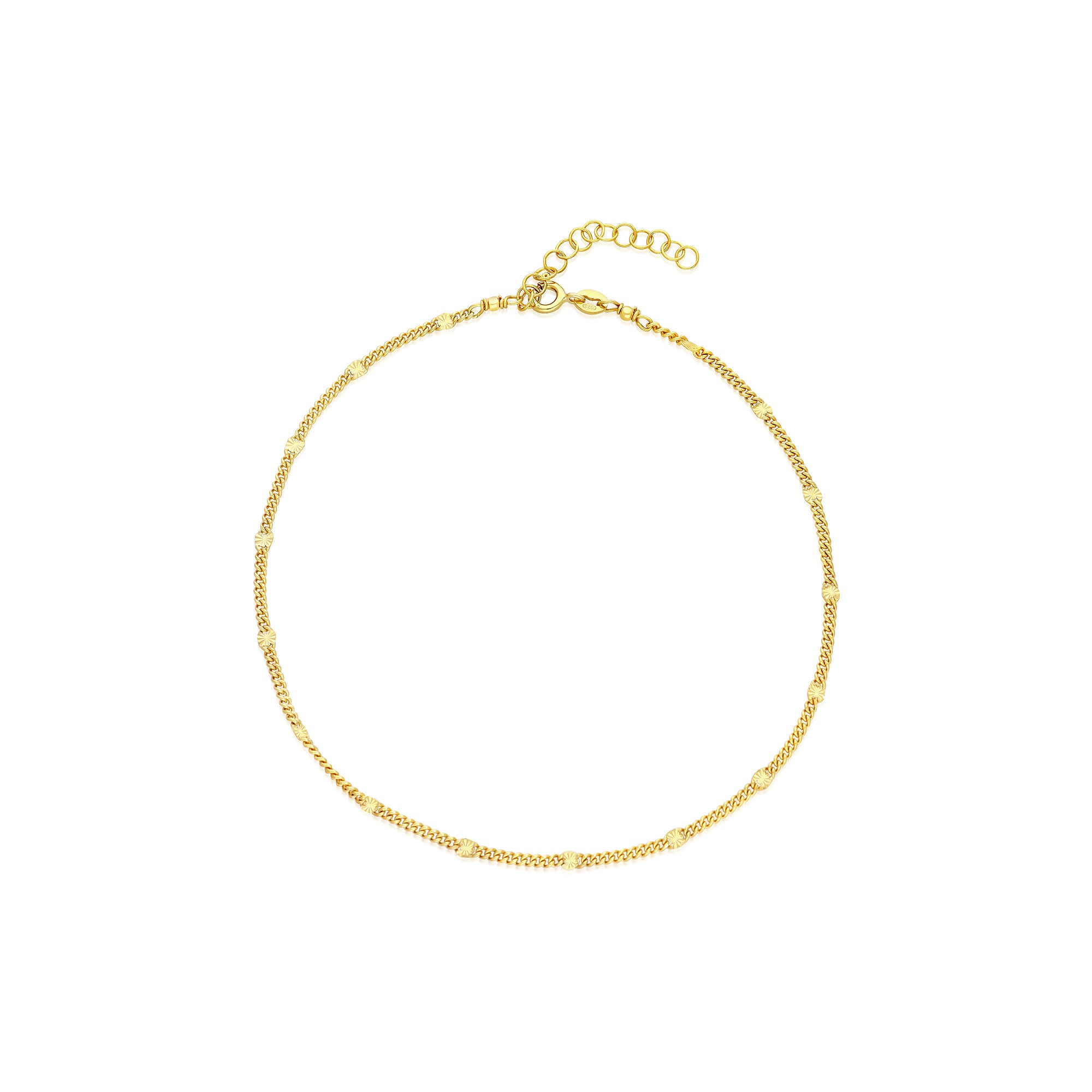 Tobillera cadena groumette discos sol plata dorada - LUXURY MILANO