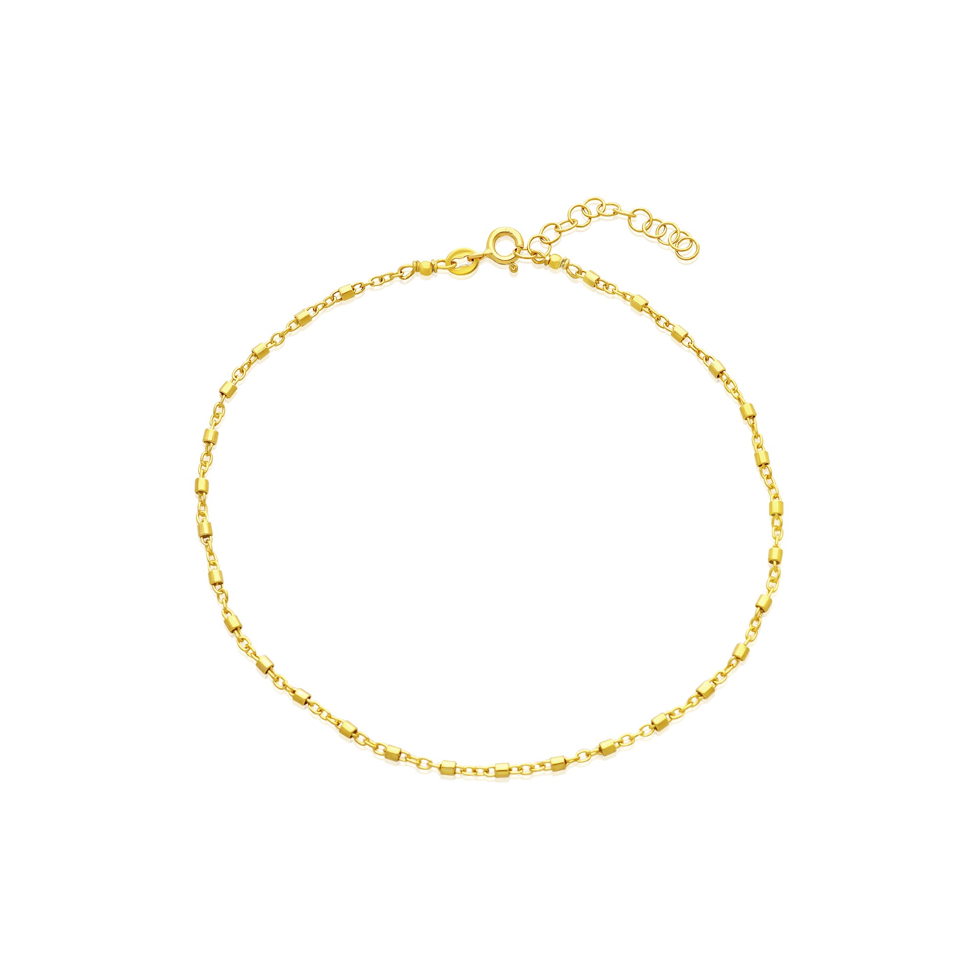 Tobillera cadena tubitos lisos plata dorada - LUXURY MILANO