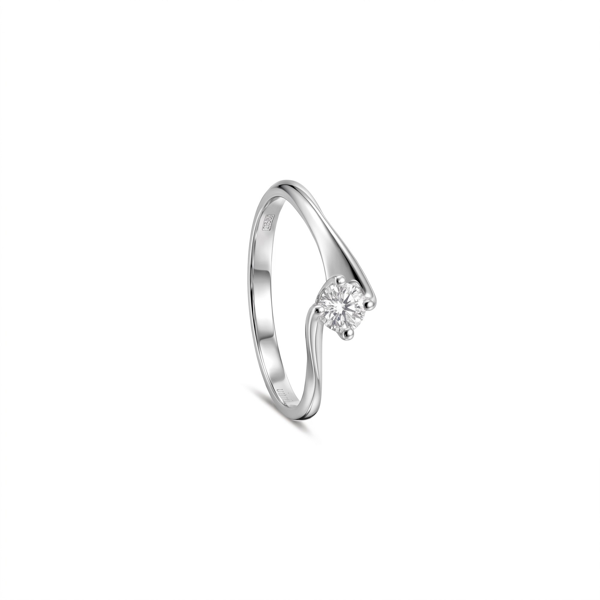 White gold solitaire ring with 0.15 ct diamonds size 14 Alfieri & St. John - ALFIERI & ST. JOHN