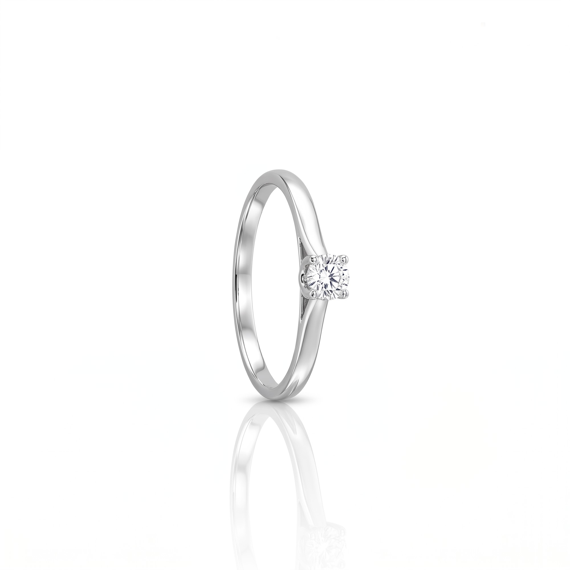 White gold solitaire ring with 0.15 ct diamonds size 15 Alfieri & St. John - ALFIERI & ST. JOHN