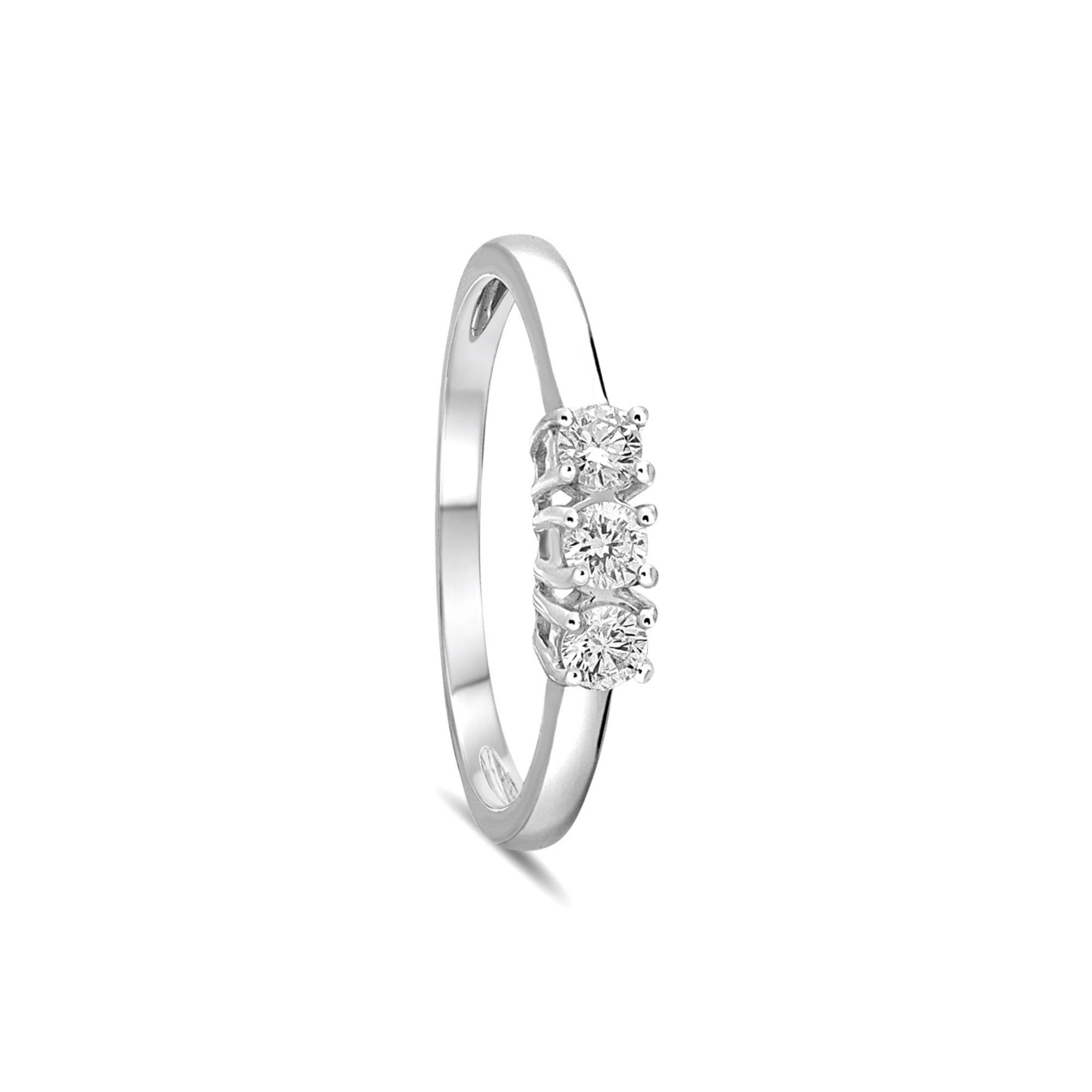 White gold trilogy ring with 0.24 ct diamonds size 14 Alfieri & St. John - ALFIERI & ST. JOHN