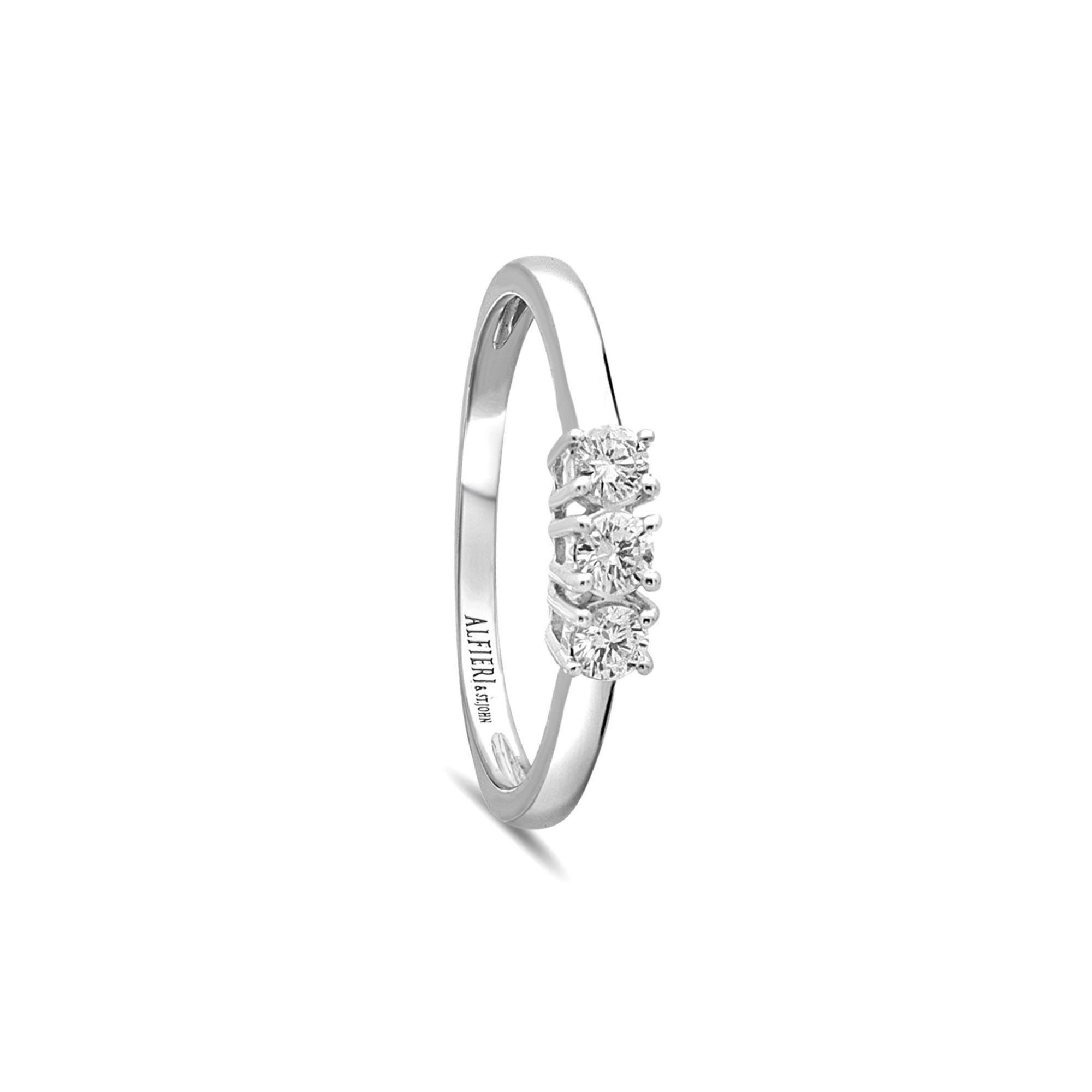 Trilogy ring in white gold with 0.24 ct diamonds size 16 Alfieri & St. John - ALFIERI & ST. JOHN