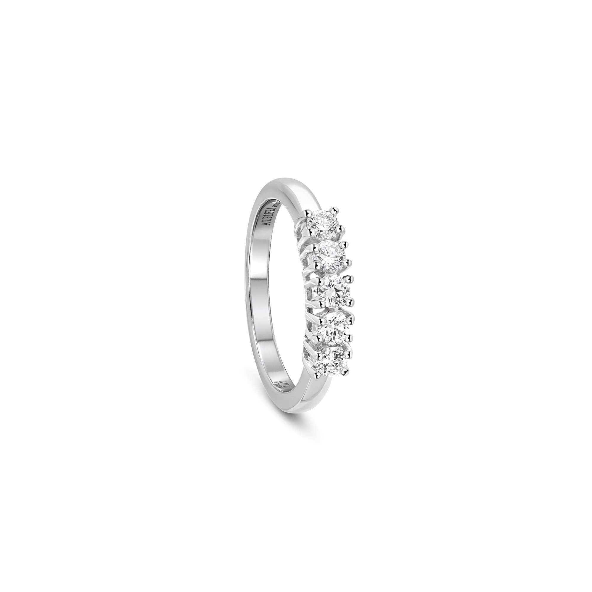 White gold band ring with 5 diamonds size 12 Alfieri & St. John - ALFIERI & ST. JOHN