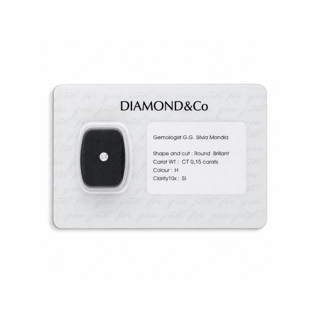 Diamante blisterato taglio brillante ct 0,15 colore H purezza SI - ORO&CO