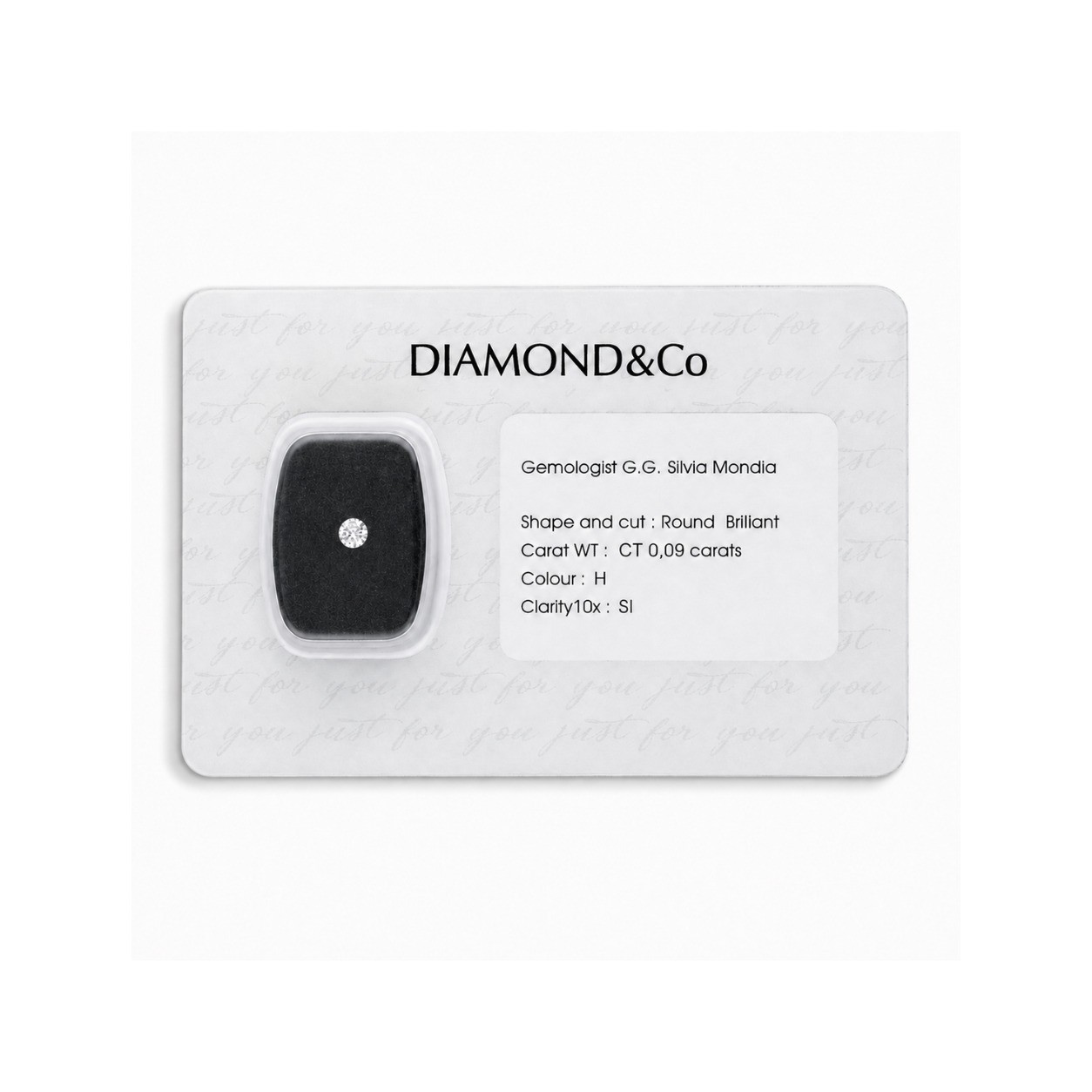 Diamante blisterato taglio brillante ct 0,09 colore H purezza SI - ORO&CO