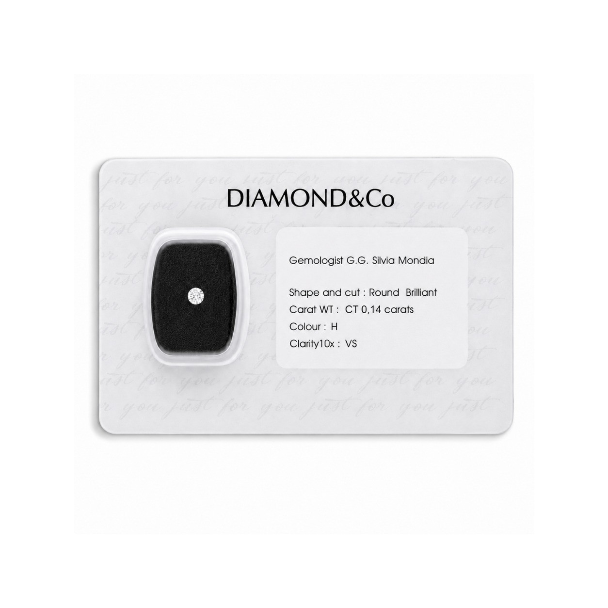 Diamante blisterato taglio brillante ct 0,14 colore H purezza VS - ORO&CO