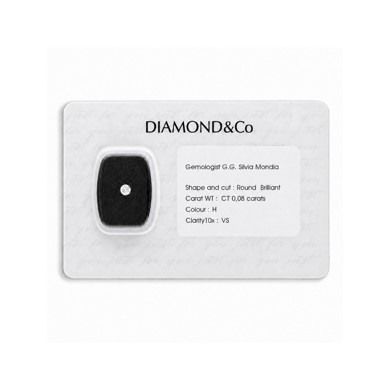 Diamante blisterato taglio briillante ct 0,08 colore H purezza VS - ORO&CO