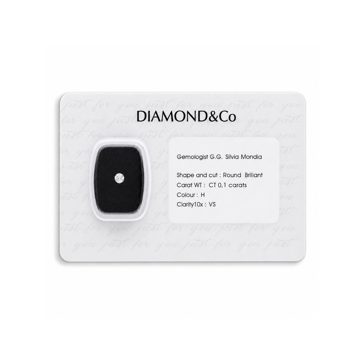 Diamante blisterato taglio briillante ct 0,1 colore H purezza VS - ORO&CO