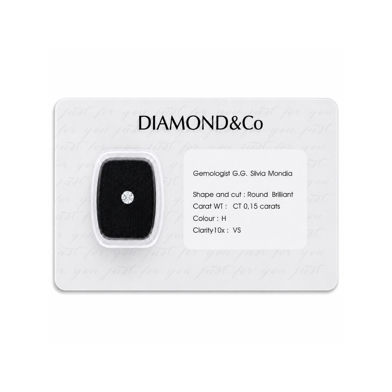 Diamante blisterato taglio brillante ct 0,15 colore H purezza VS - ORO&CO