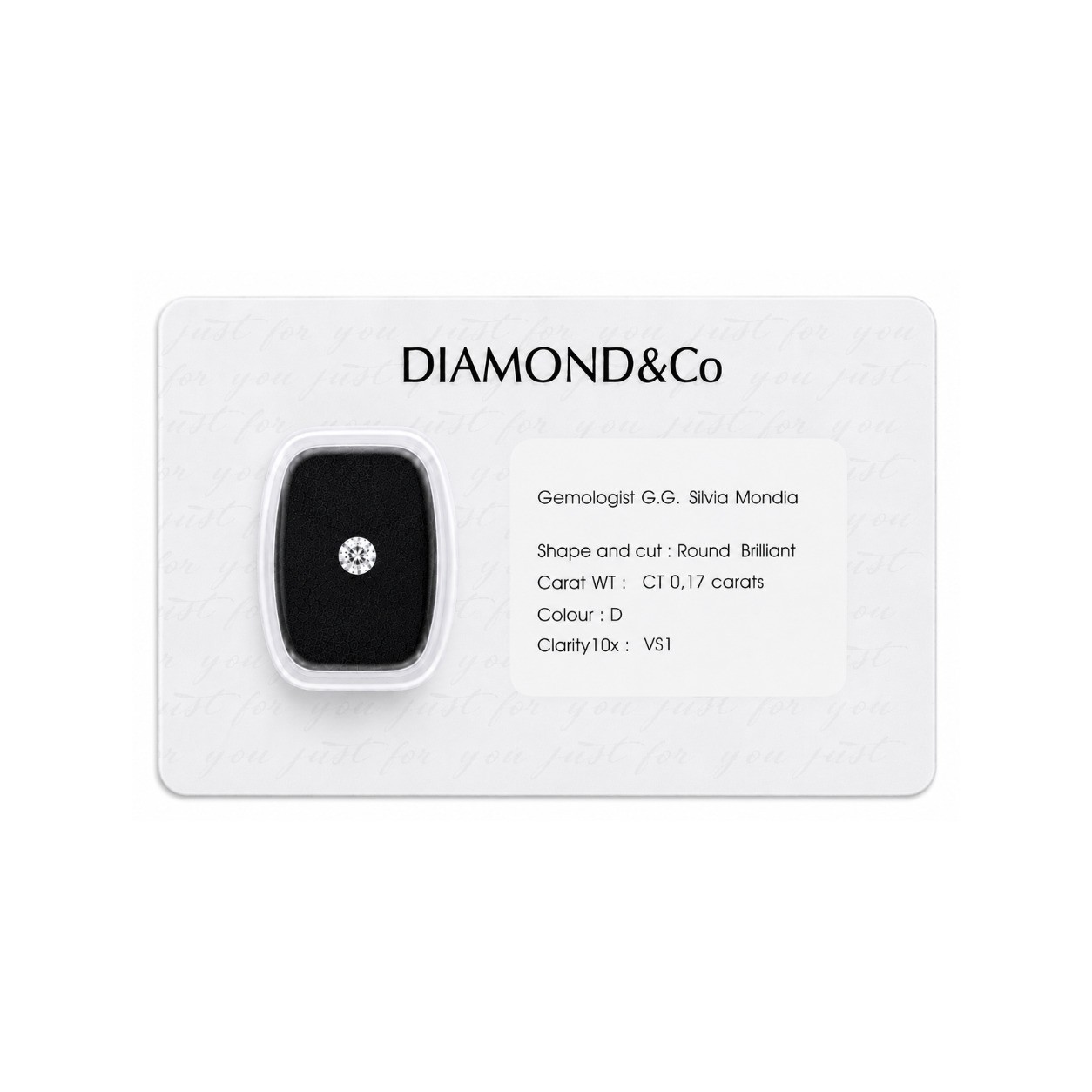 Diamante blisterato taglio brillante ct 0,17 colore D purezza VS1 - ORO&CO