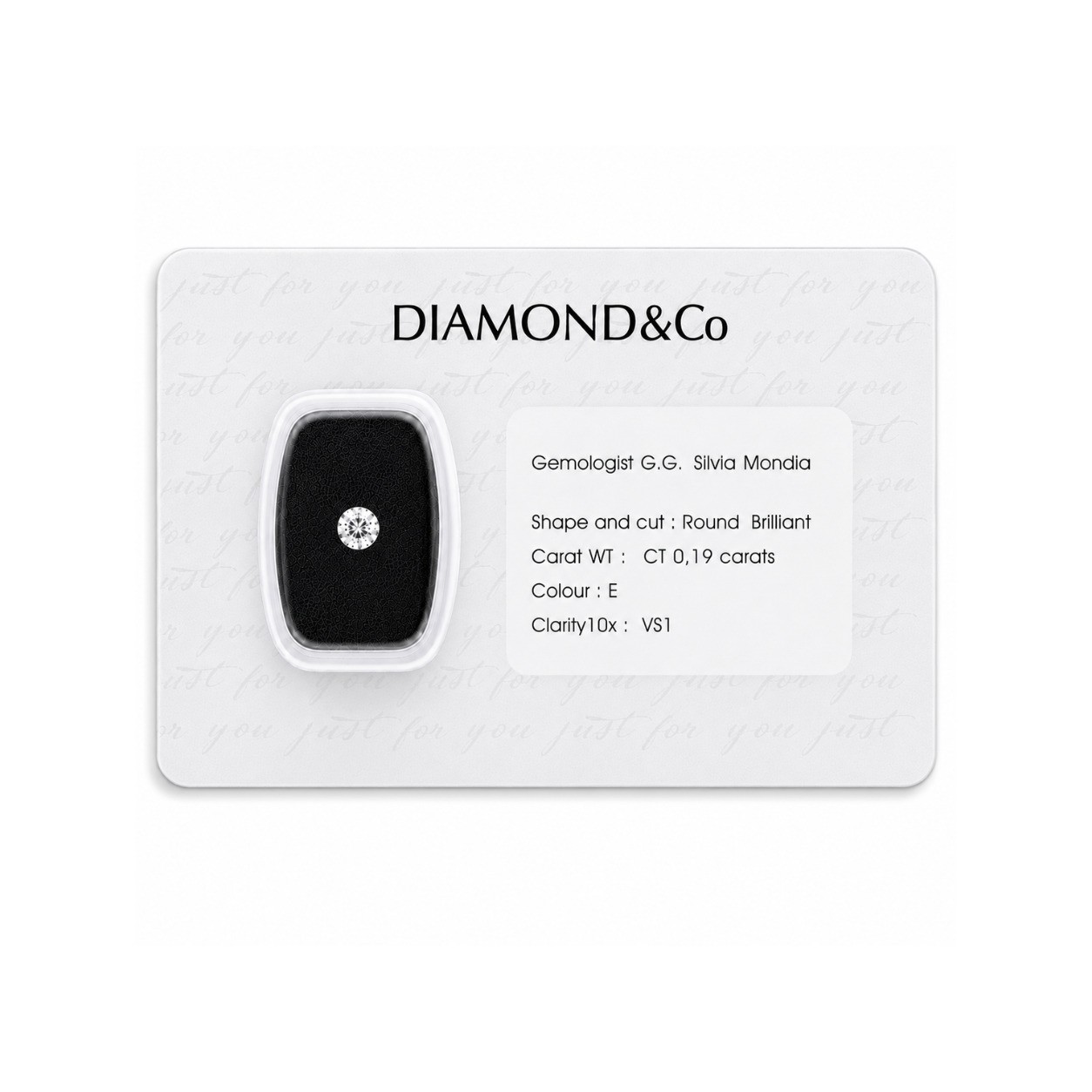 Diamante blisterato taglio brillante ct 0,19 colore E purezza VS1 - ORO&CO