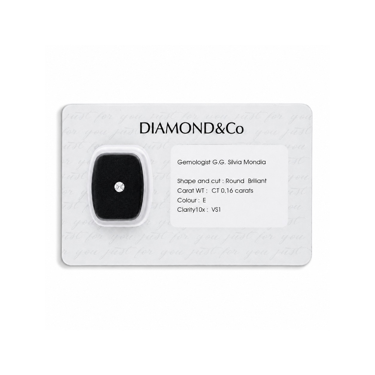 Diamante blisterato taglio brillante ct 0,16 colore E purezza VS1 - ORO&CO