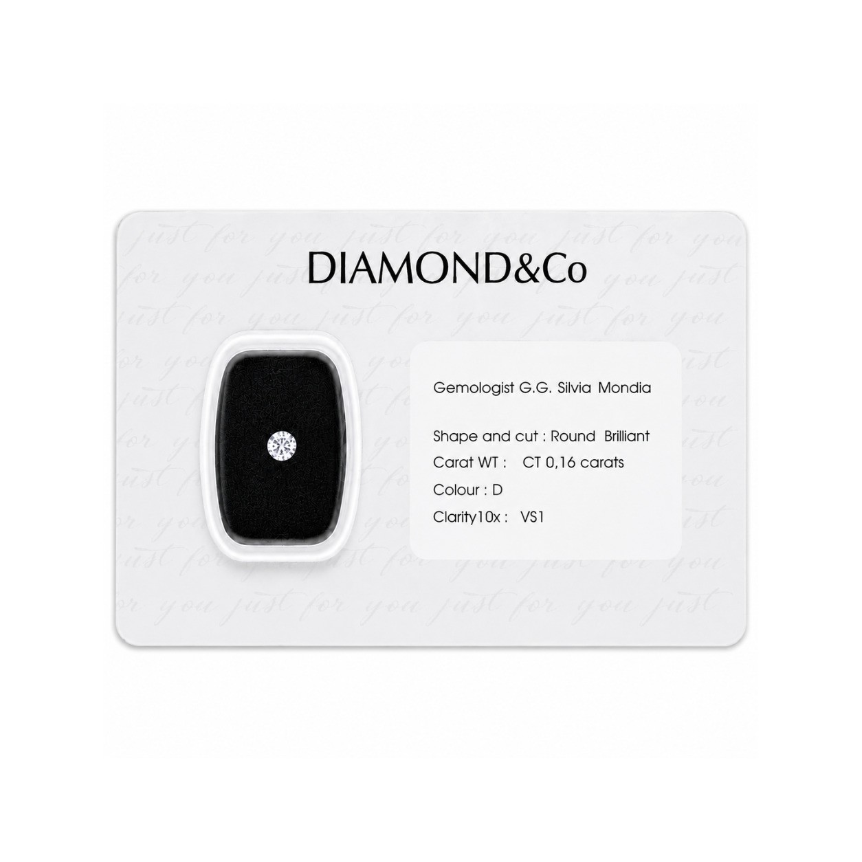 Diamante blisterato taglio brillante ct 0,16 colore D purezza VS1 - ORO&CO