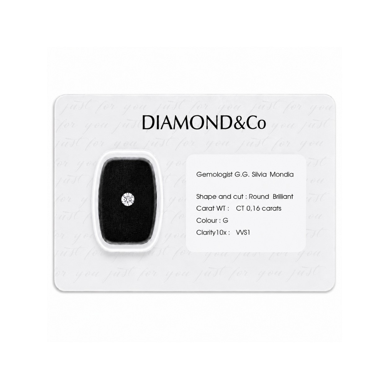 Diamante blisterato taglio brillante ct 0,16 colore G purezza VVS1 - ORO&CO