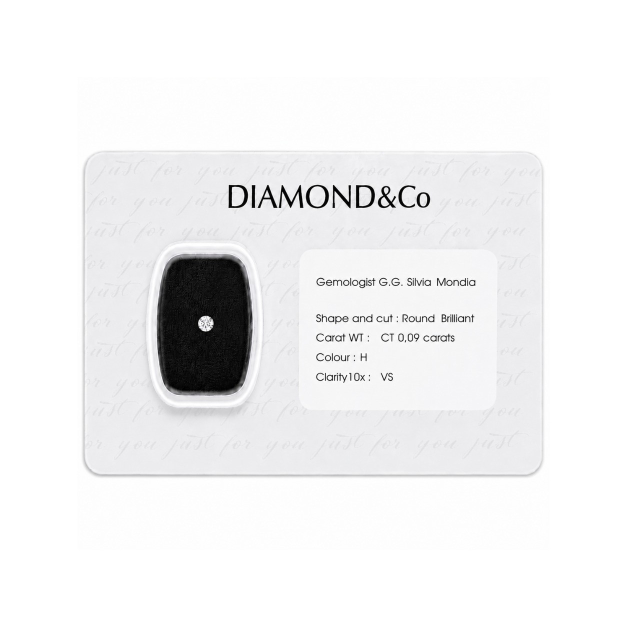 Diamante blisterato taglio brillante ct 0,09 colore H purezza VS - ORO&CO