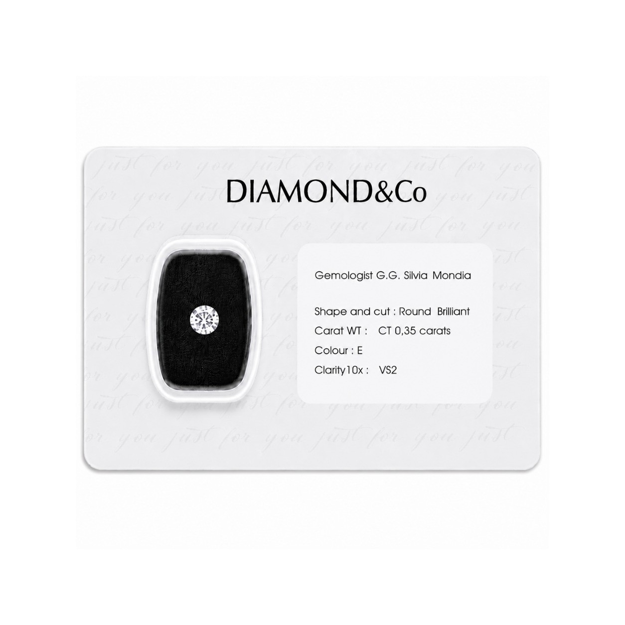 Diamante blisterato taglio brillante ct 0,35 colore E purezza VS2 - ORO&CO