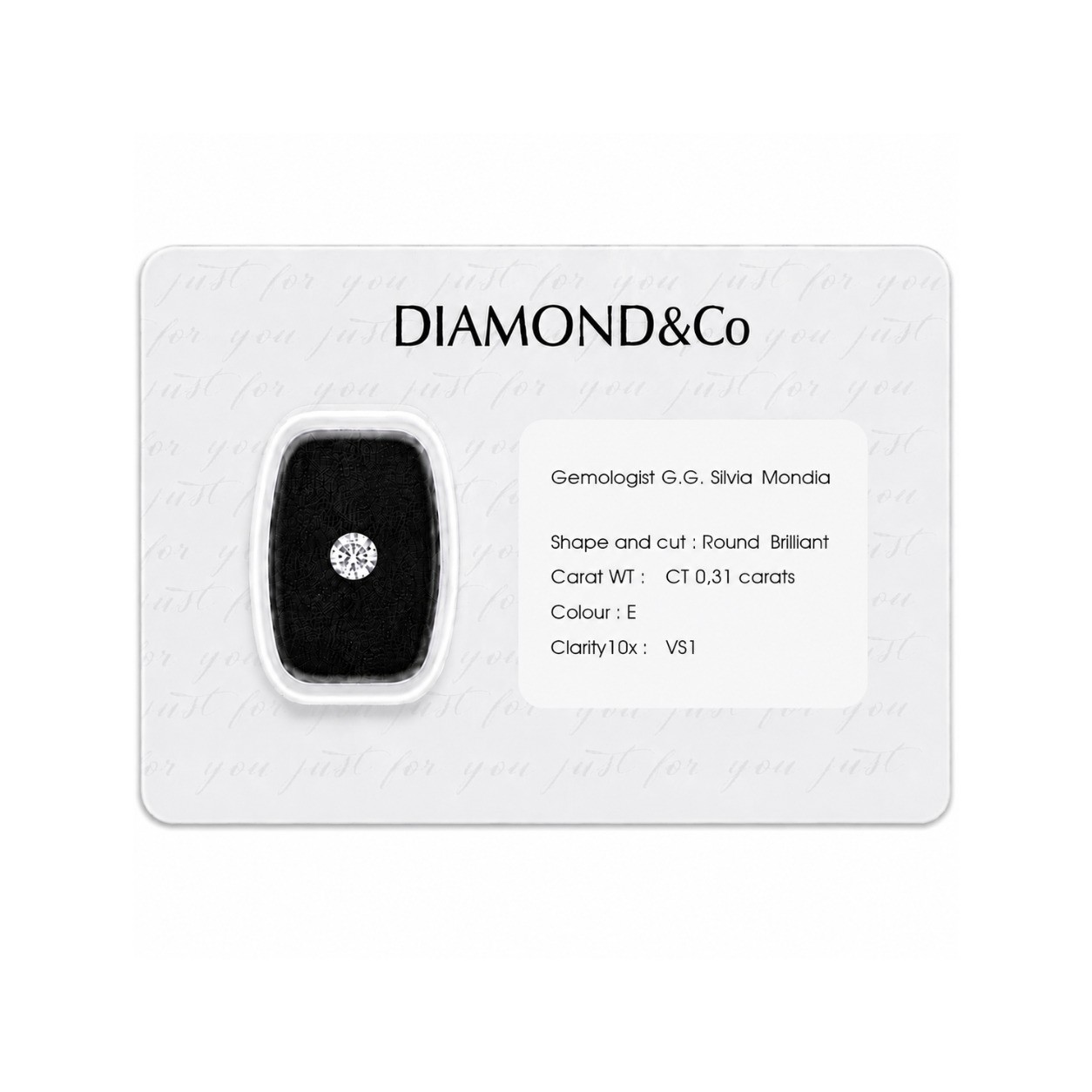 Diamante blisterato taglio brillante ct 0,31 colore E purezza VS1 - ORO&CO