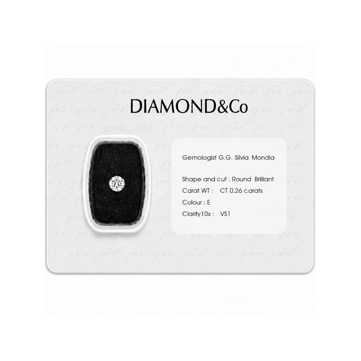 Diamante blisterato taglio brillante ct 0,26 colore E purezza VS1 - ORO&CO