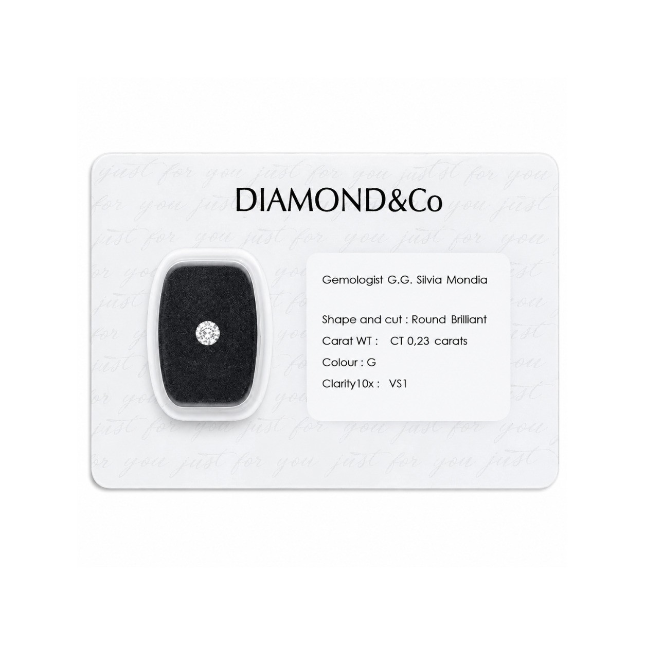 Diamante blisterato taglio briillante ct 0,23 colore G purezza VS1 - ORO&CO