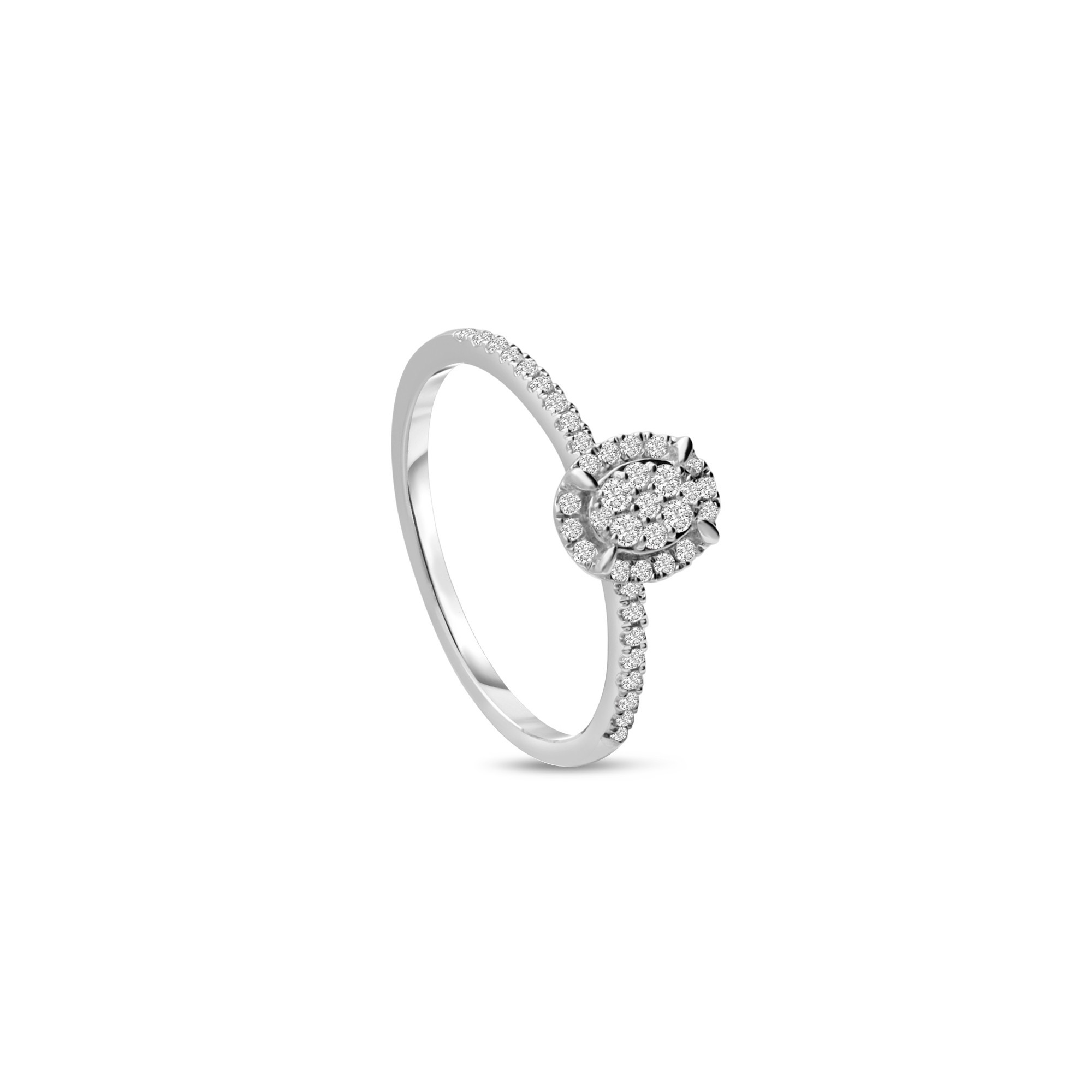 Anello ovale in oro bianco 18 kt con diamanti misura 16 Ginevra Alfieri & St. John - ALFIERI & ST. JOHN