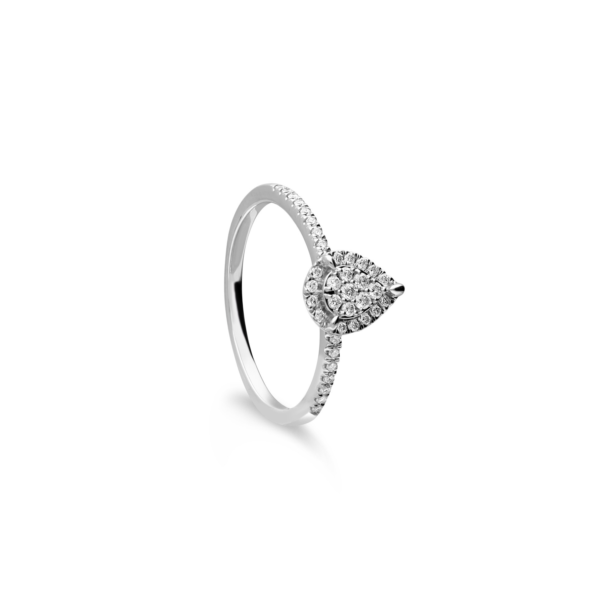 Anello goccia in oro bianco 18 kt con diamanti Ginevra Alfieri & St. John misura 13 - ALFIERI & ST. JOHN