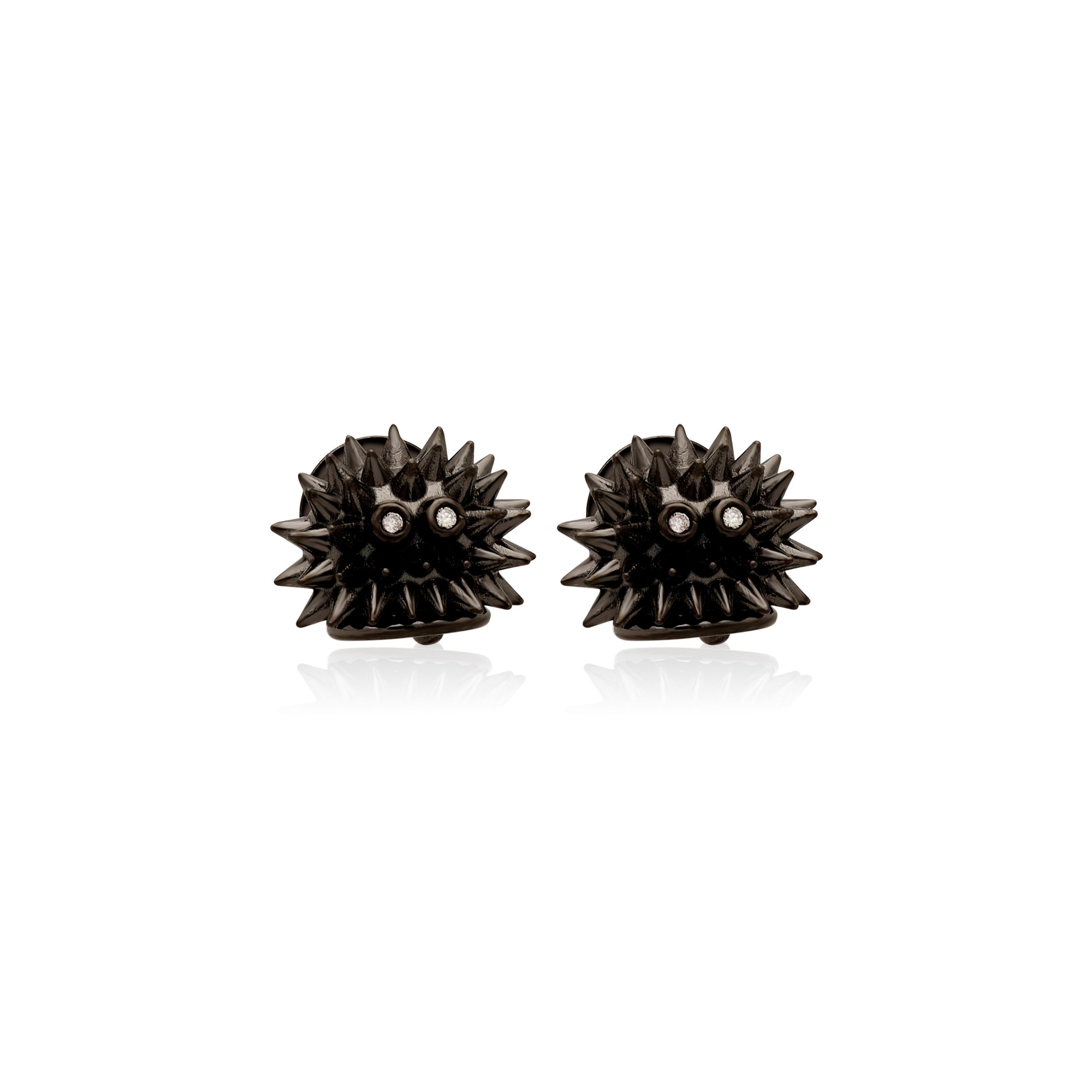 Broche de plata oxidada erizo de mar y diamantes 0,02 ct Et Voil&agrave; CHANTECLER - CHANTECLER