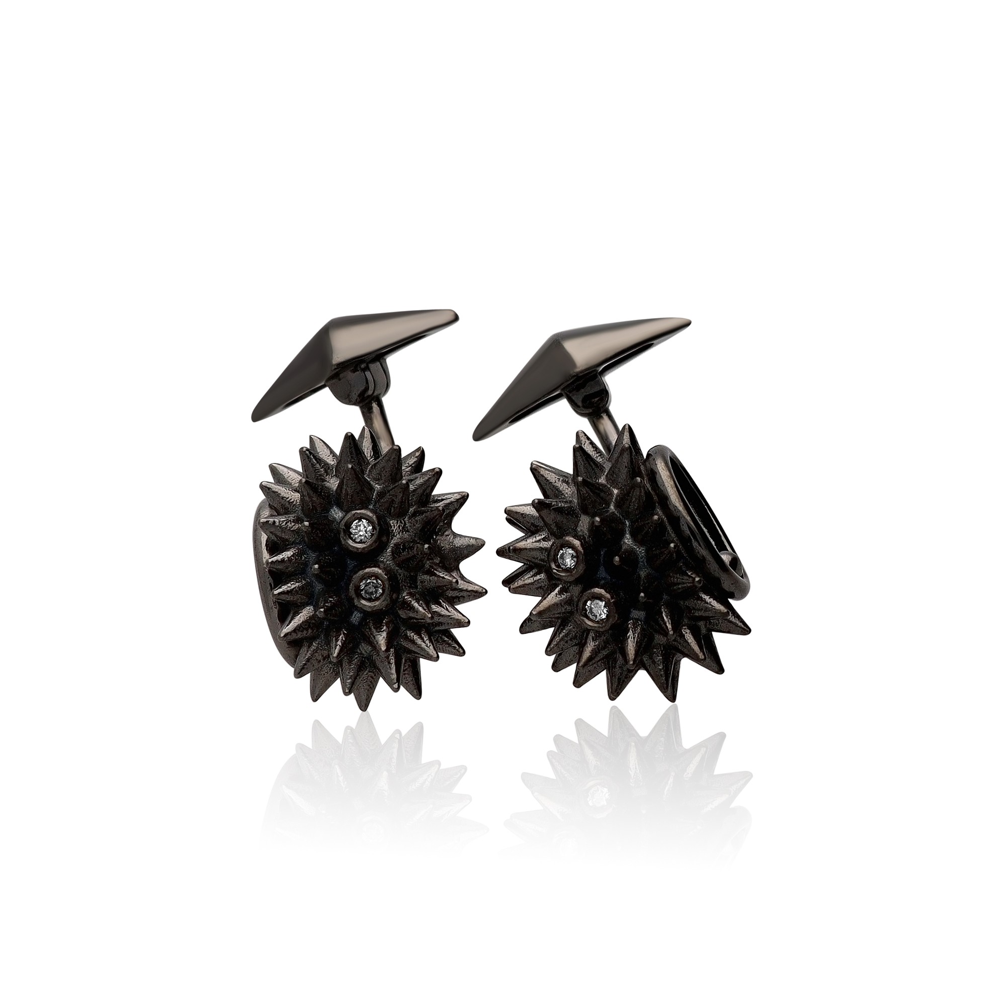 Gemelos en plata ennegrecida con diamantes 0,04 ct Et Voil&agrave; Chantecler - CHANTECLER