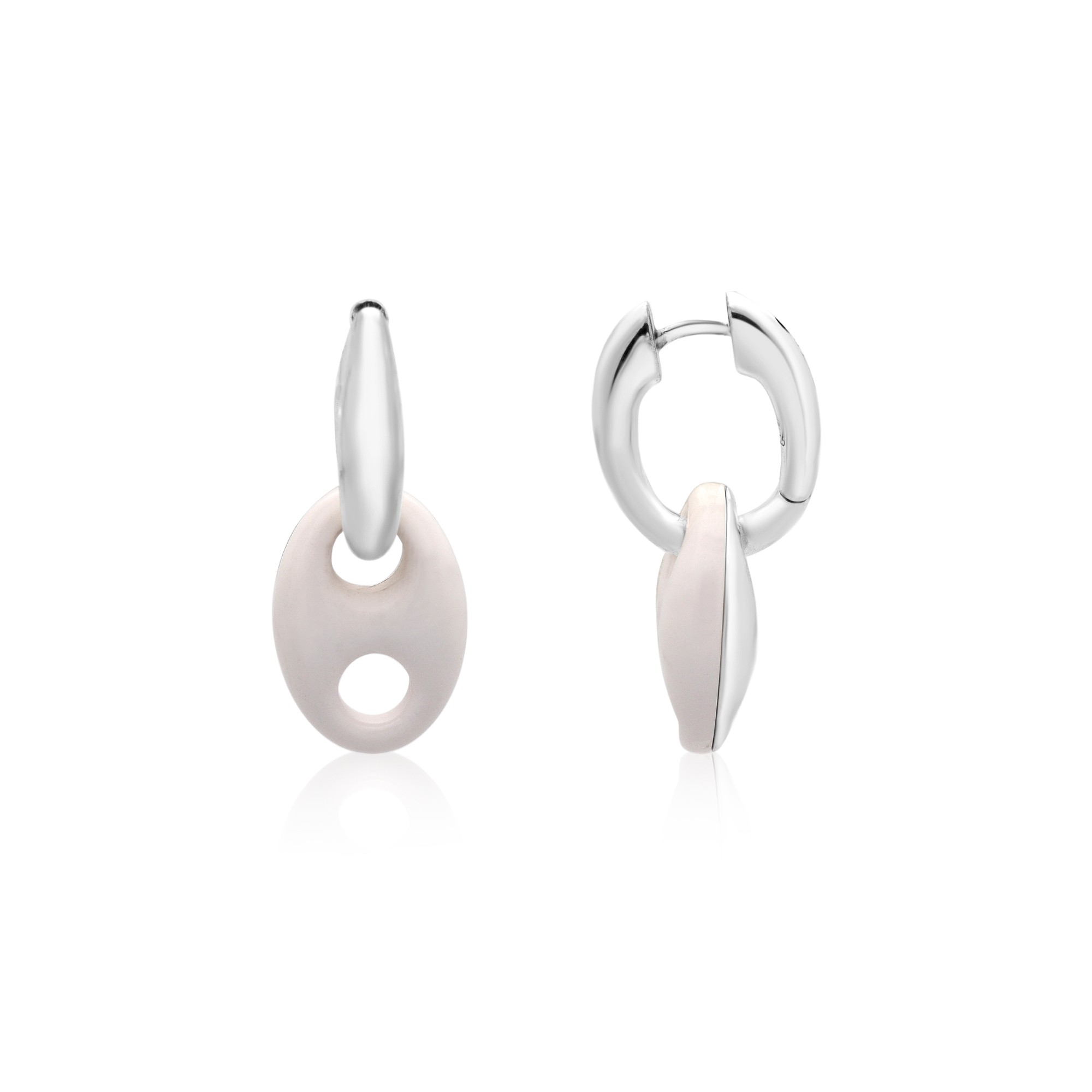 Pendientes colgantes en plata y resina blanca tallada Et Voil&agrave; Chantecler - CHANTECLER