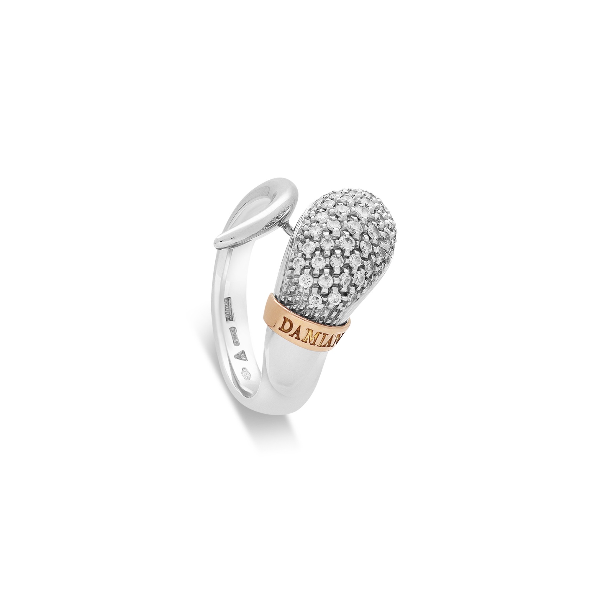 Snake-shaped pav&eacute; ring 18kt white gold diamonds Infinito Damiani size 14 - DAMIANI