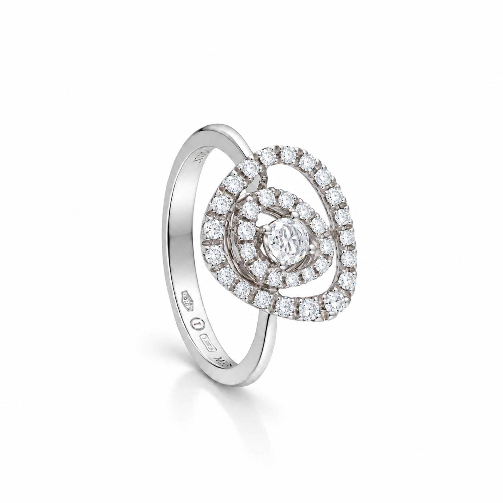 Damiani 18kt white gold pav&eacute; white diamond ring size 12 - DAMIANI