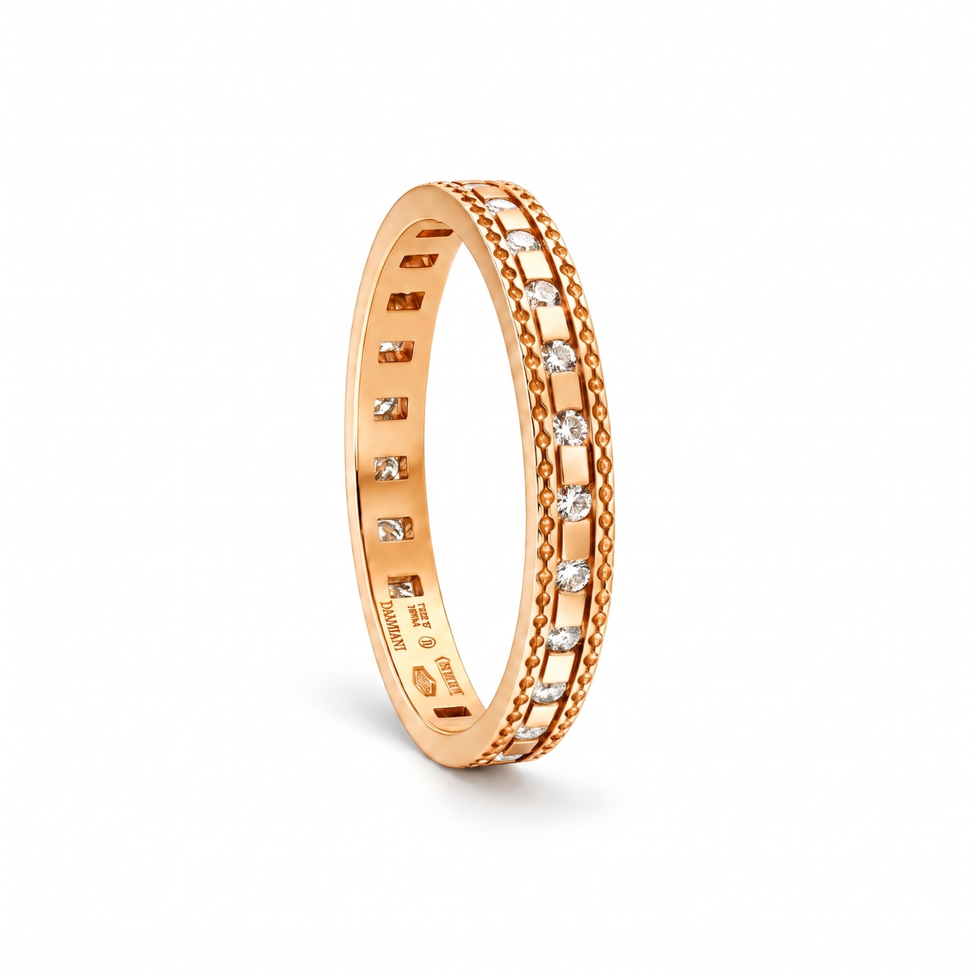 Anillo eternity Damiani Belle Epoque oro rosa 18kt diamantes blancos talla 14 - DAMIANI