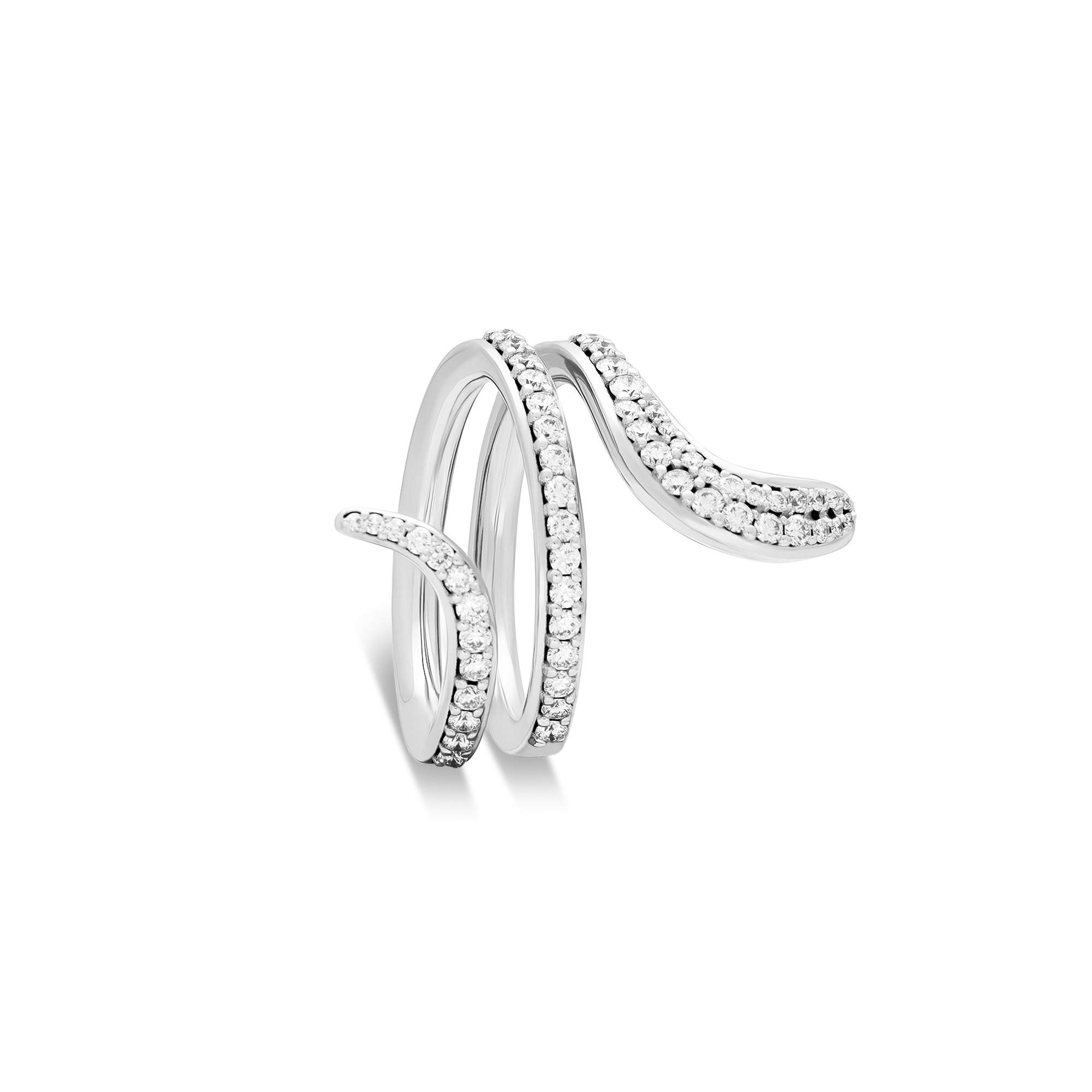 Damiani Infinito snake pav&eacute; ring 18kt white gold diamonds 0.68ct size 12 - DAMIANI
