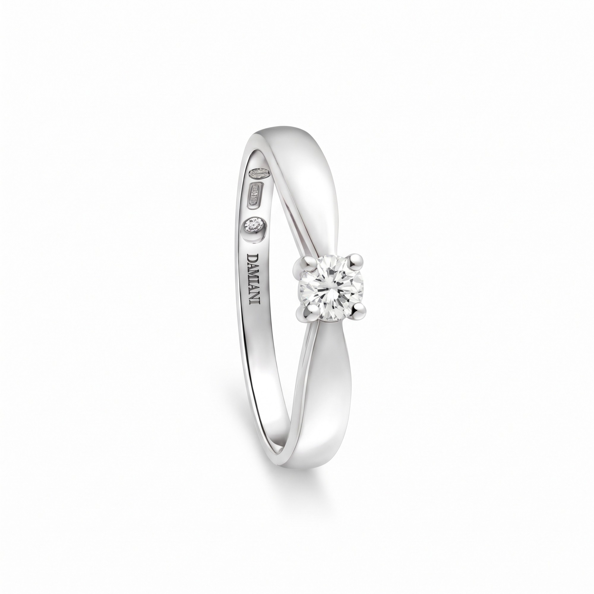 Damiani Cupido solitaire ring 18kt white gold diamond 0.16ct G VS size 13 - DAMIANI