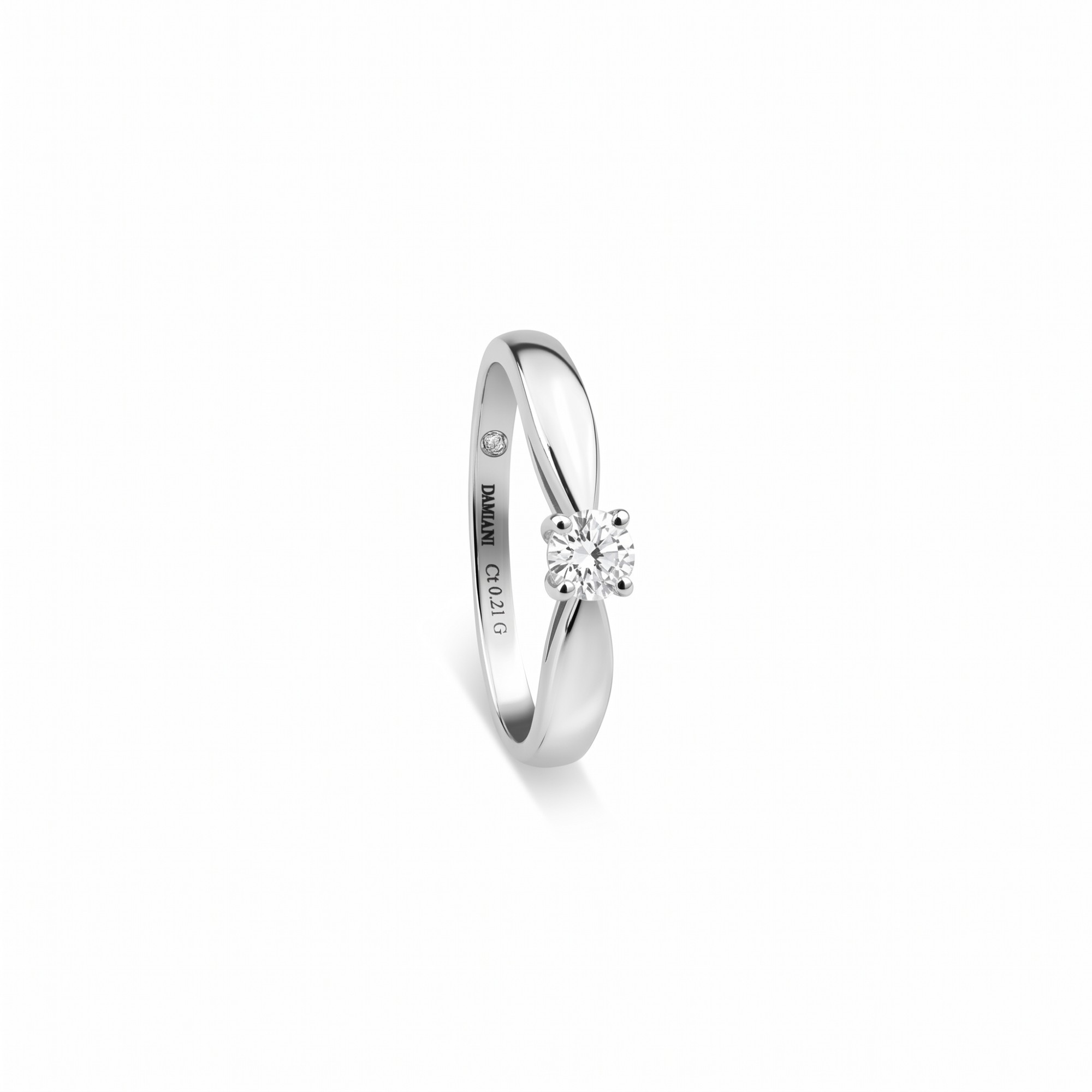 18kt white gold solitaire ring 0.21 ct diamond Cupido Damiani size 13 - DAMIANI