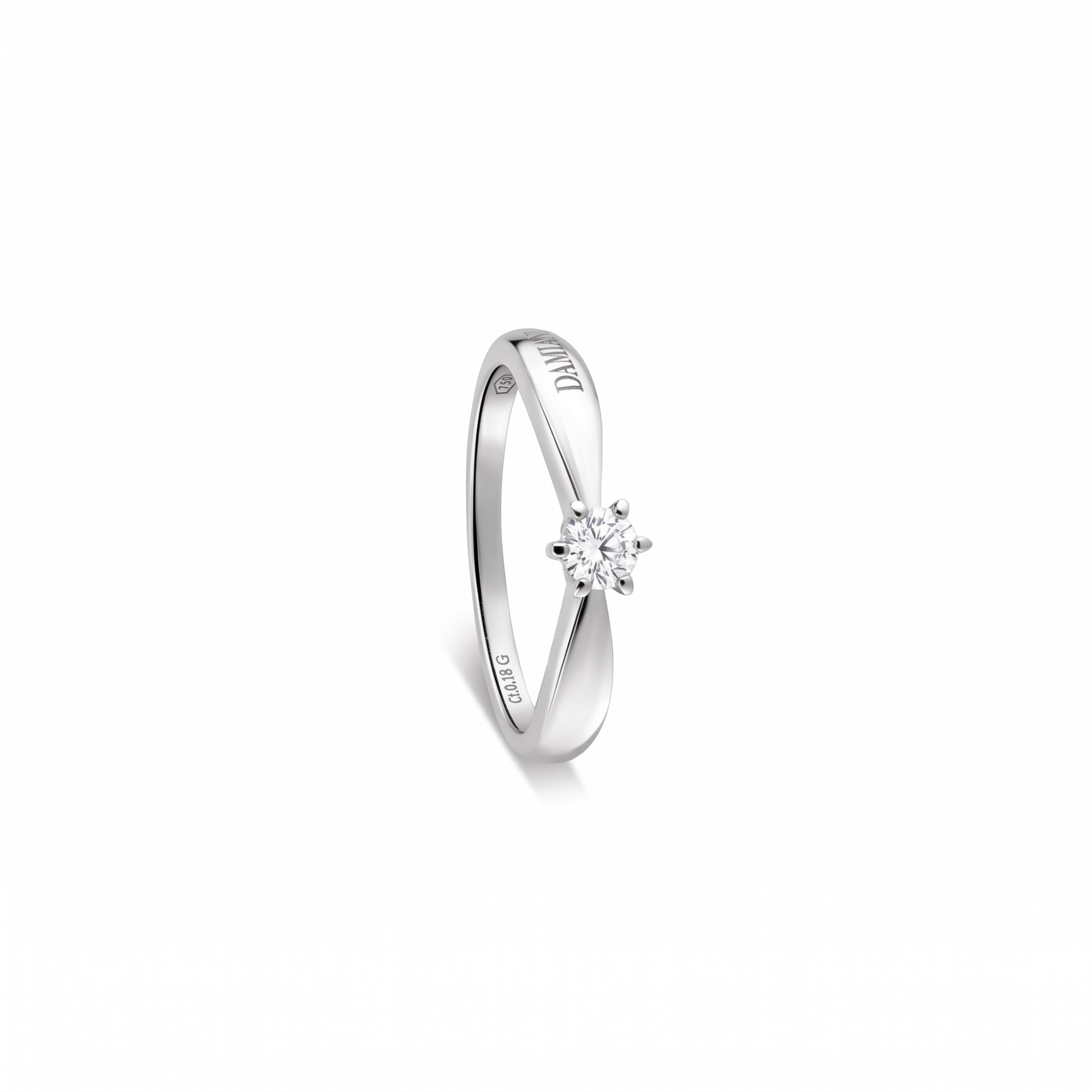 18kt white gold solitaire ring 0.18 ct diamond Sei tu Damiani size 13 - DAMIANI