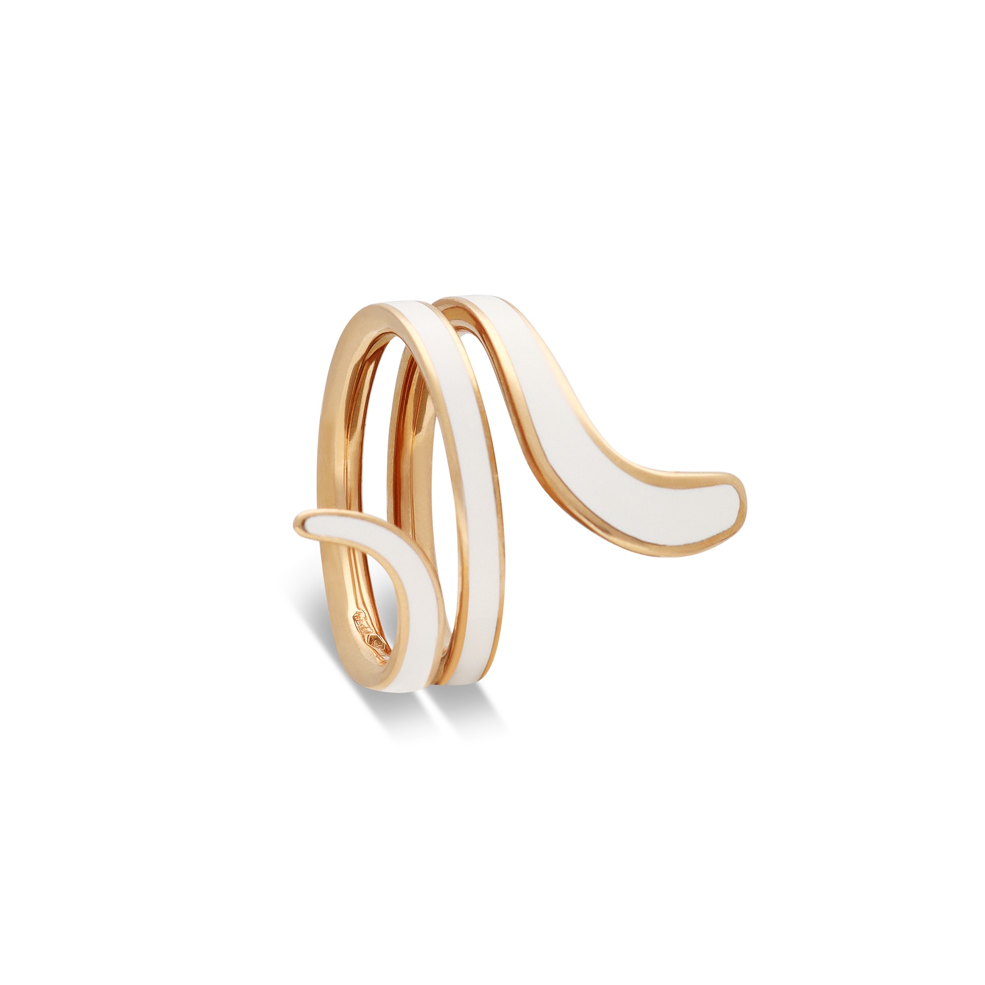 18kt rose gold ring white ceramic 0.1 ct diamond Eden Damiani size 12 - DAMIANI