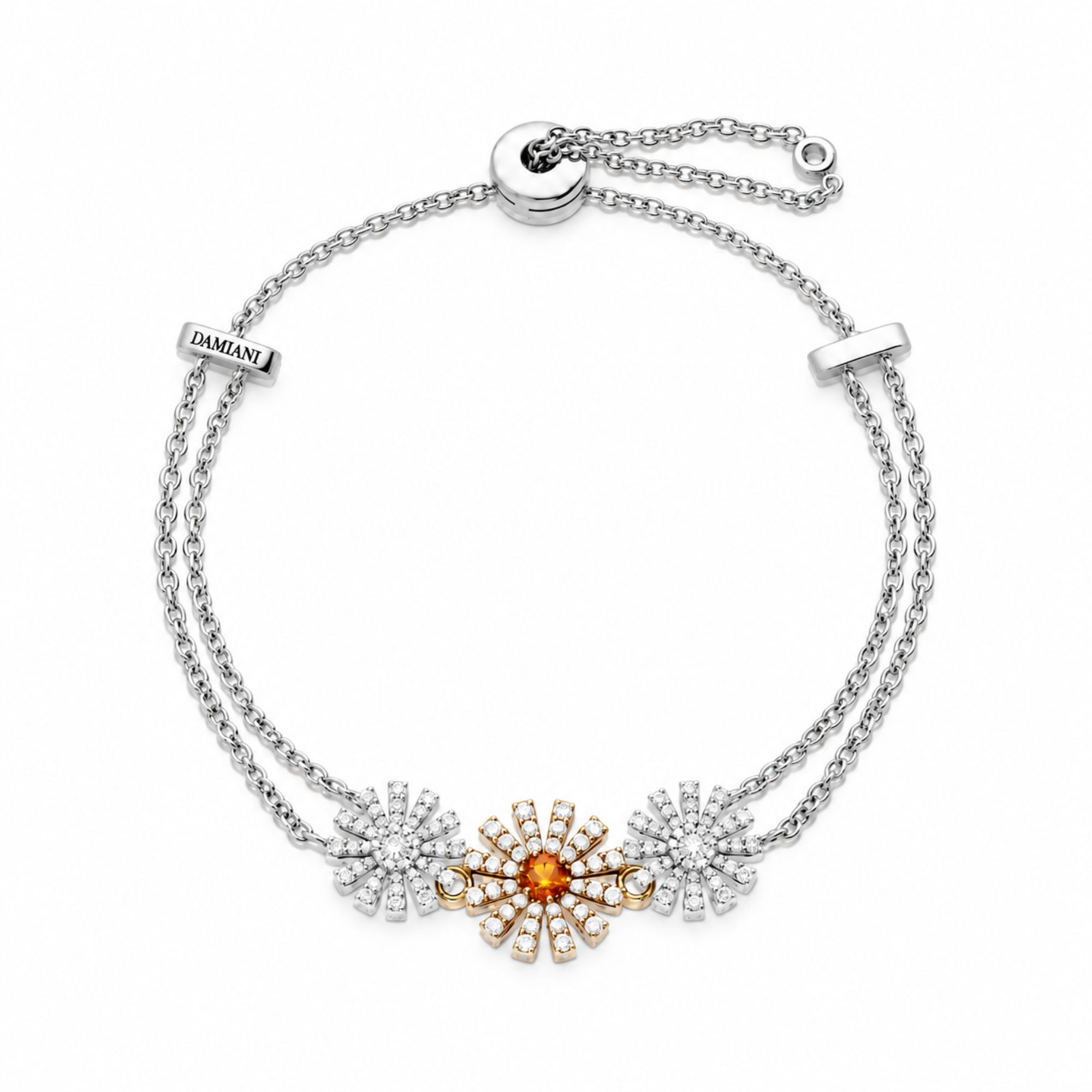 Bracciale in oro bianco 18 kt con diamanti e quarzo citrino Margherita Damiani - DAMIANI
