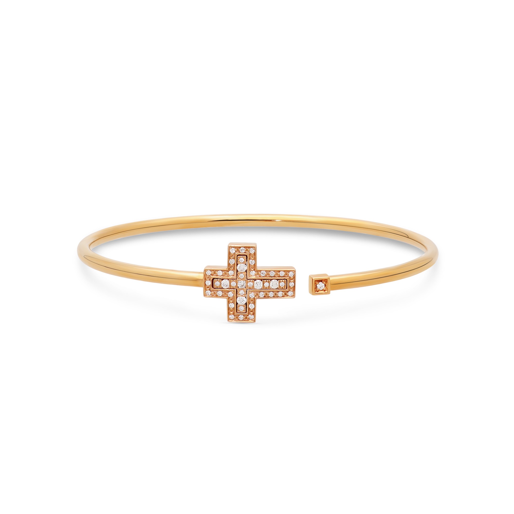 Bracciale rigido in oro rosa 18 kt con croce e diamanti Belle Epoque Damiani 16,5 cm - DAMIANI