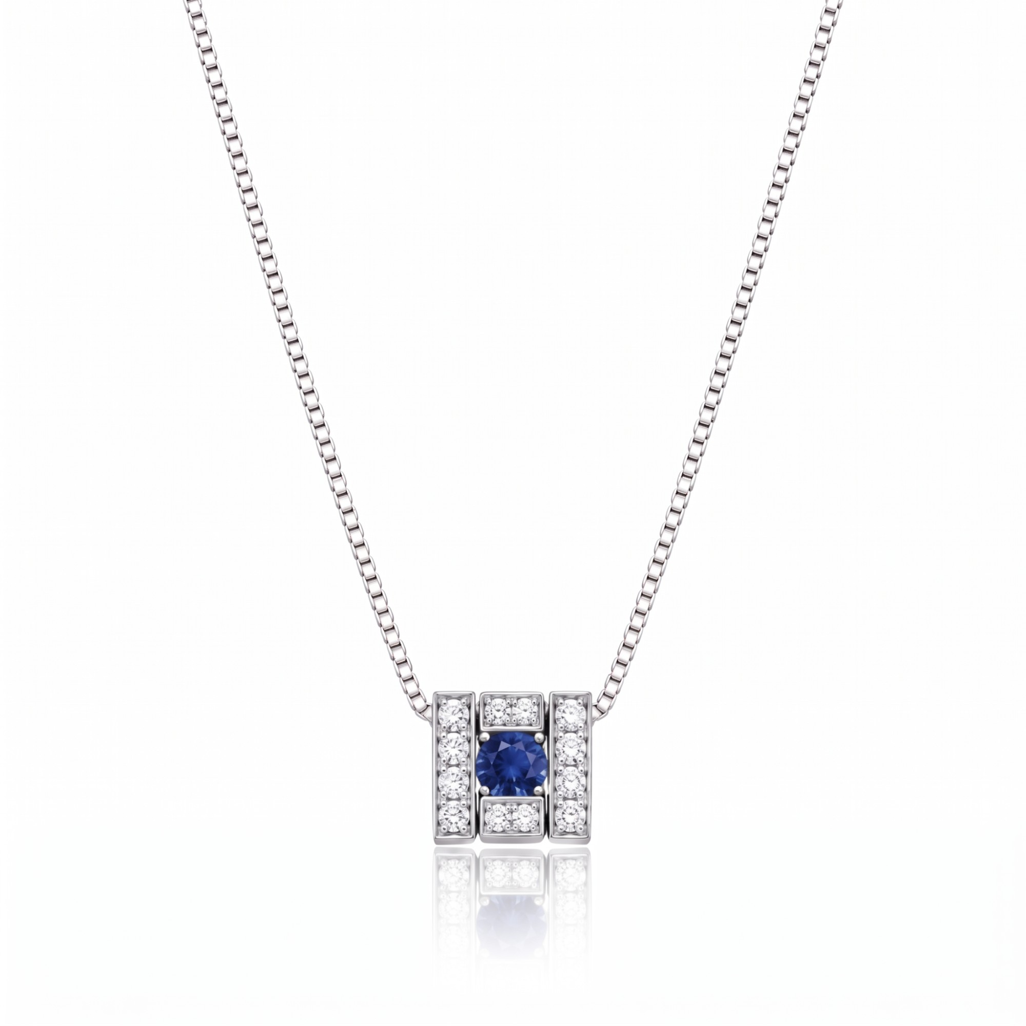 18 kt white gold necklace with diamonds and sapphire Belle Epoque Damiani - DAMIANI