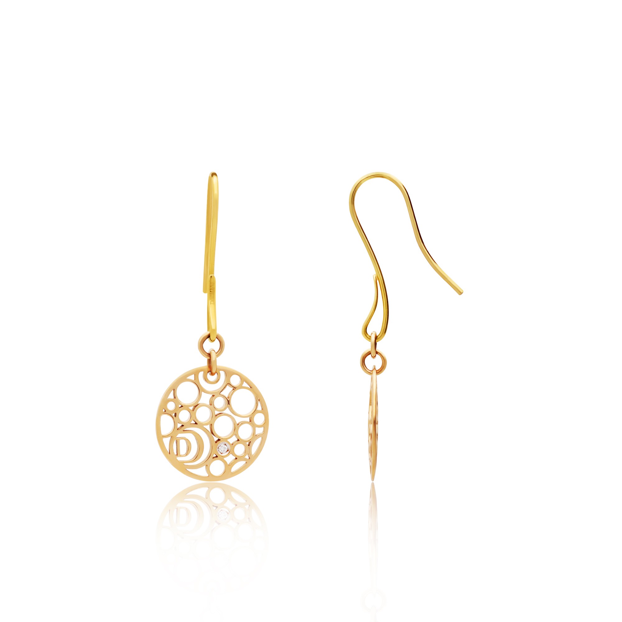 Pendientes en oro rosa 18kt con diamante 0,1 ct Damianissima Damiani - DAMIANI