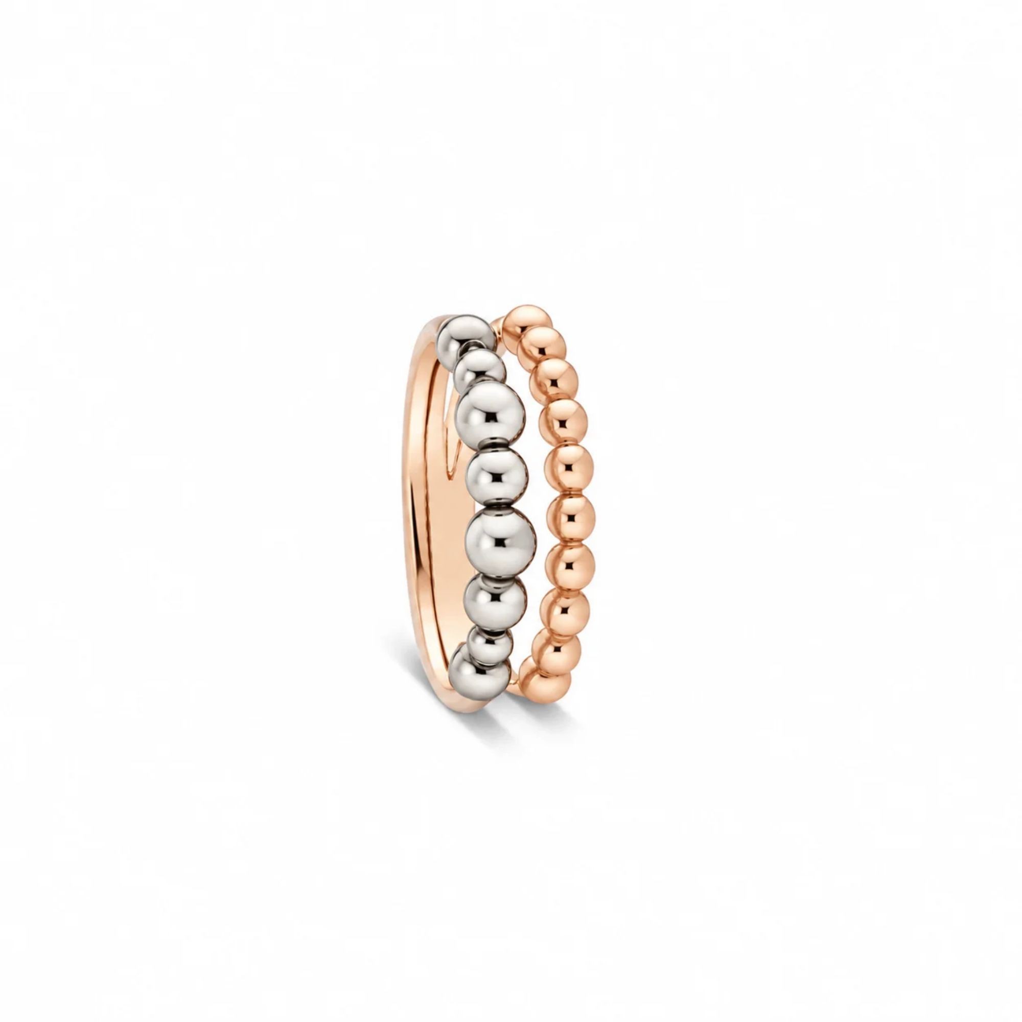 Anillo doble banda en oro rosa 9kt y plata Bollicine DODO talla 10 - DODO