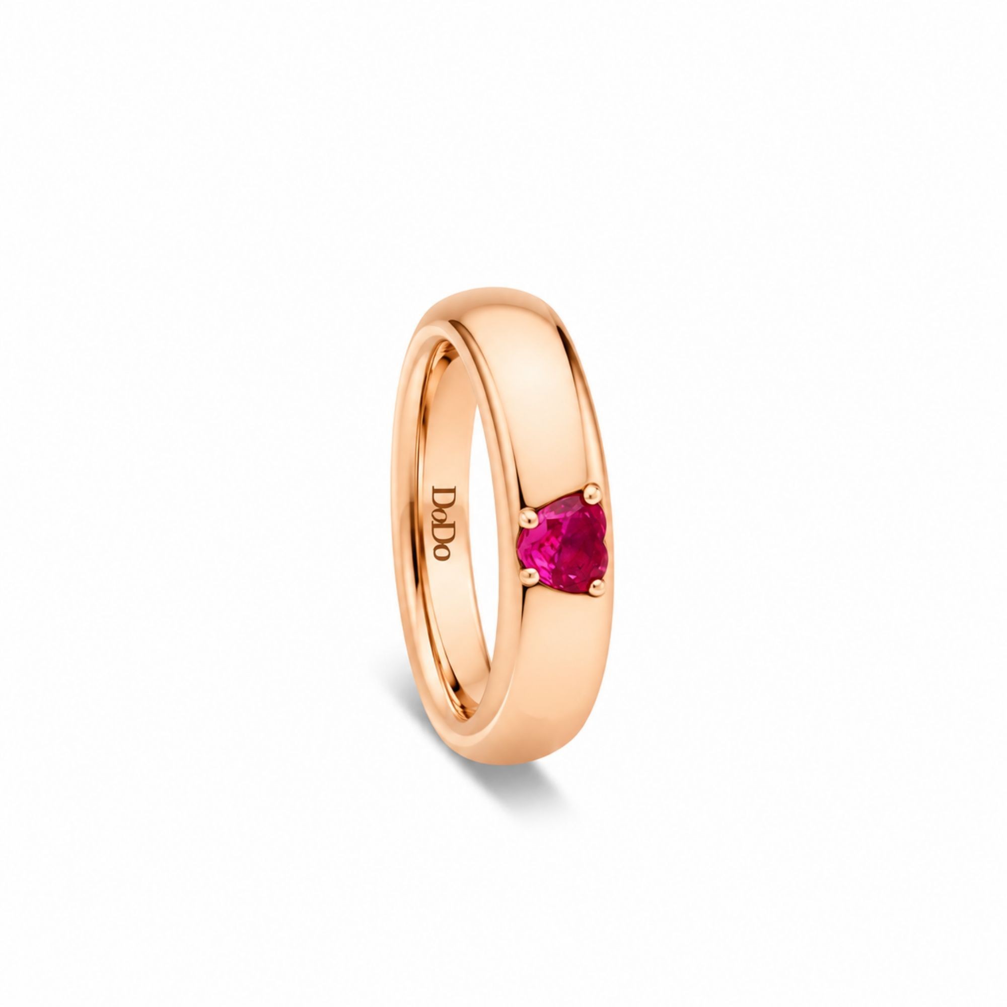 Anillo alianza oro rosa 9kt rub&iacute; coraz&oacute;n talla 12 DODO Coraz&oacute;n - DODO