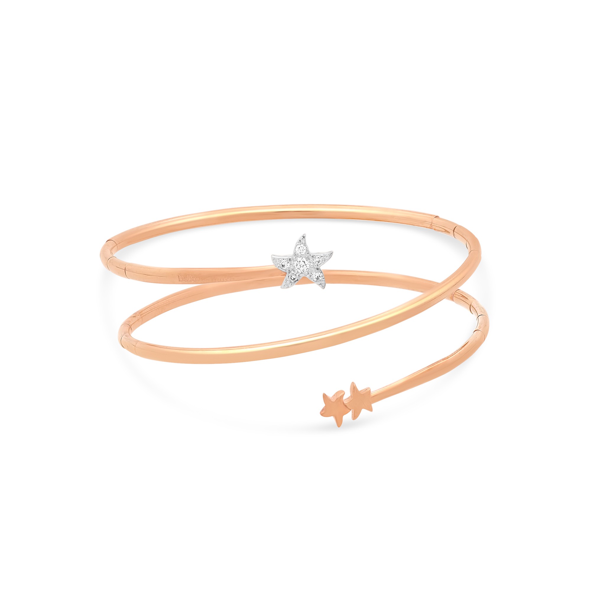 Brazalete r&iacute;gido en oro rosa 9kt estrellas diamantes Universe 16 cm Dodo - DODO
