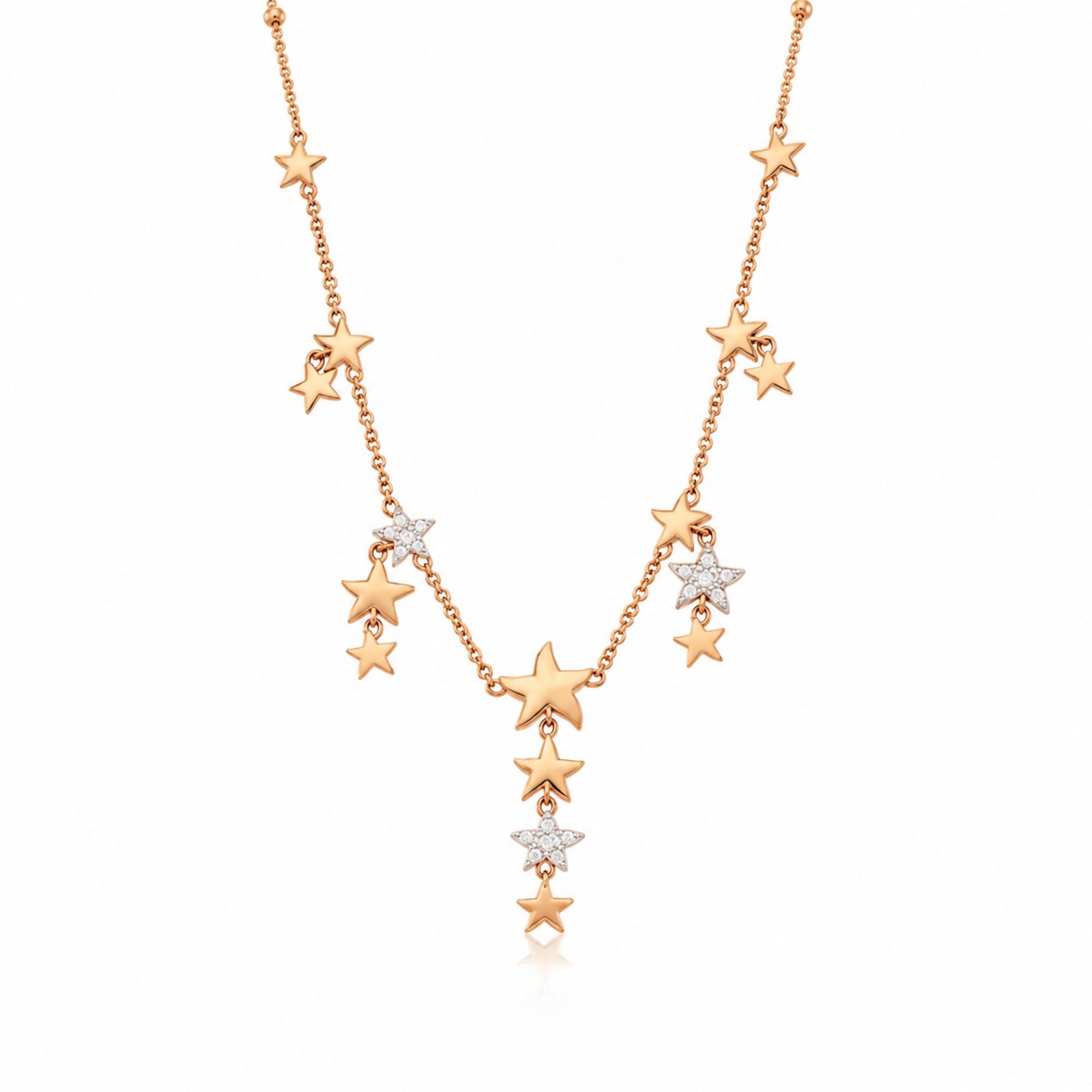 9kt rose gold necklace with star diamond pav&eacute; Universe Dodo - DODO