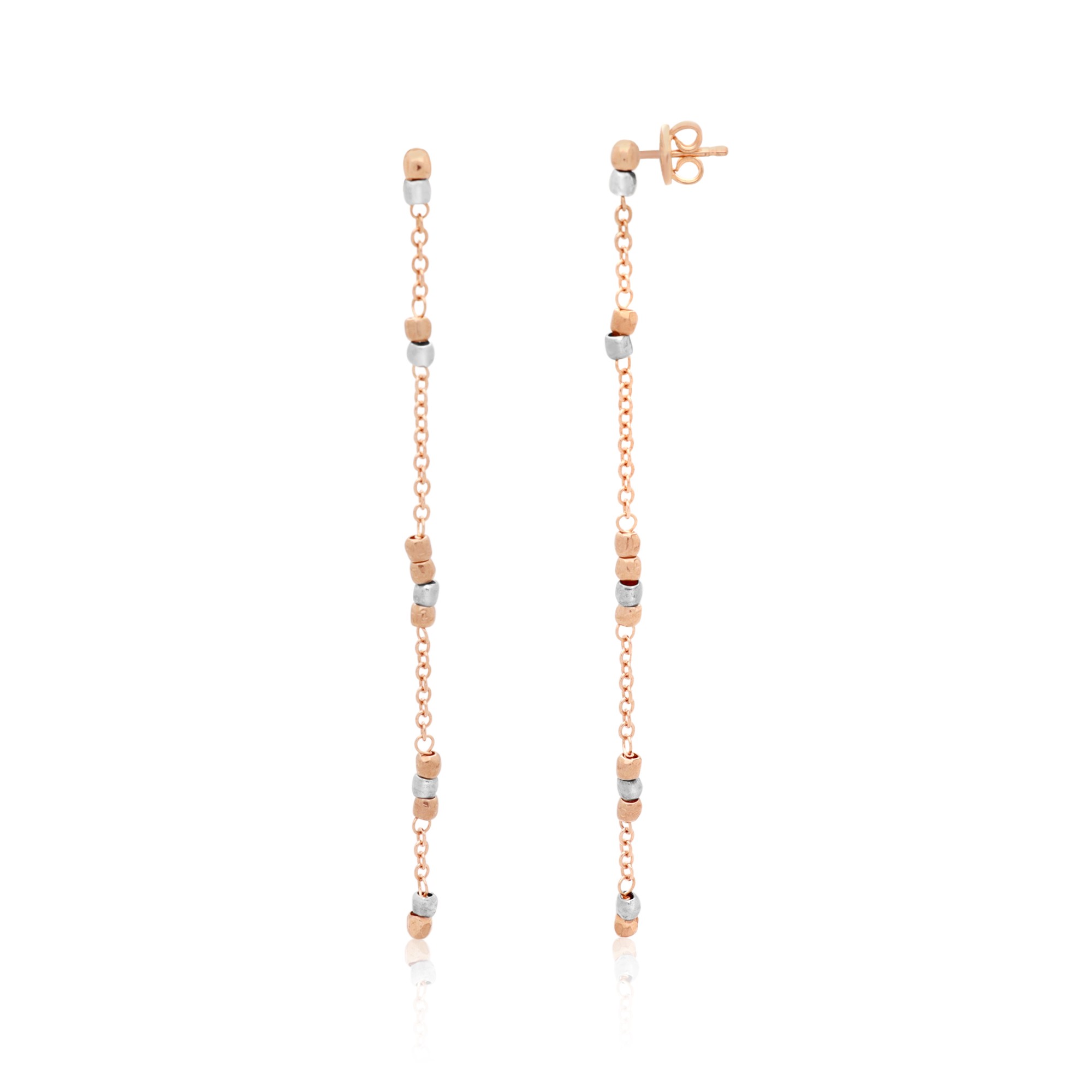 Mono pendiente colgante Mini Granelli oro rosa 9kt y plata DODO - DODO